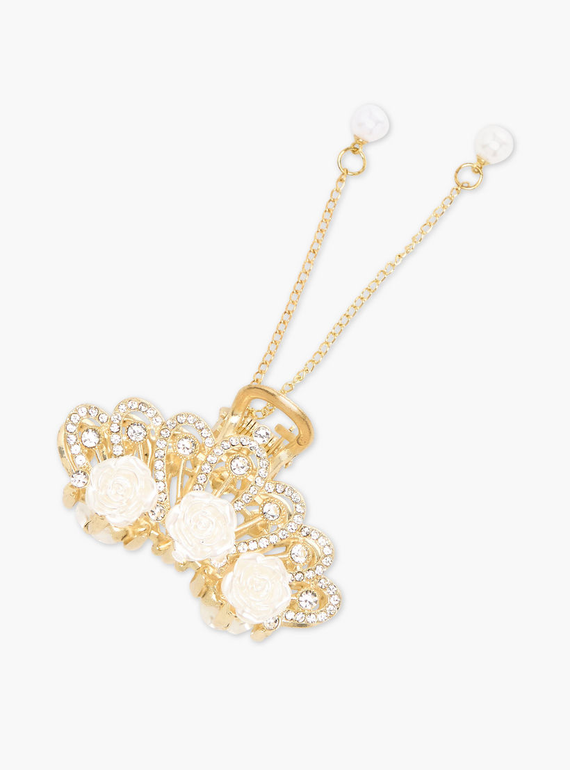 Curved Hair Clamp with Stone Embellished Design-women-hairaccessories-clamps-image-2