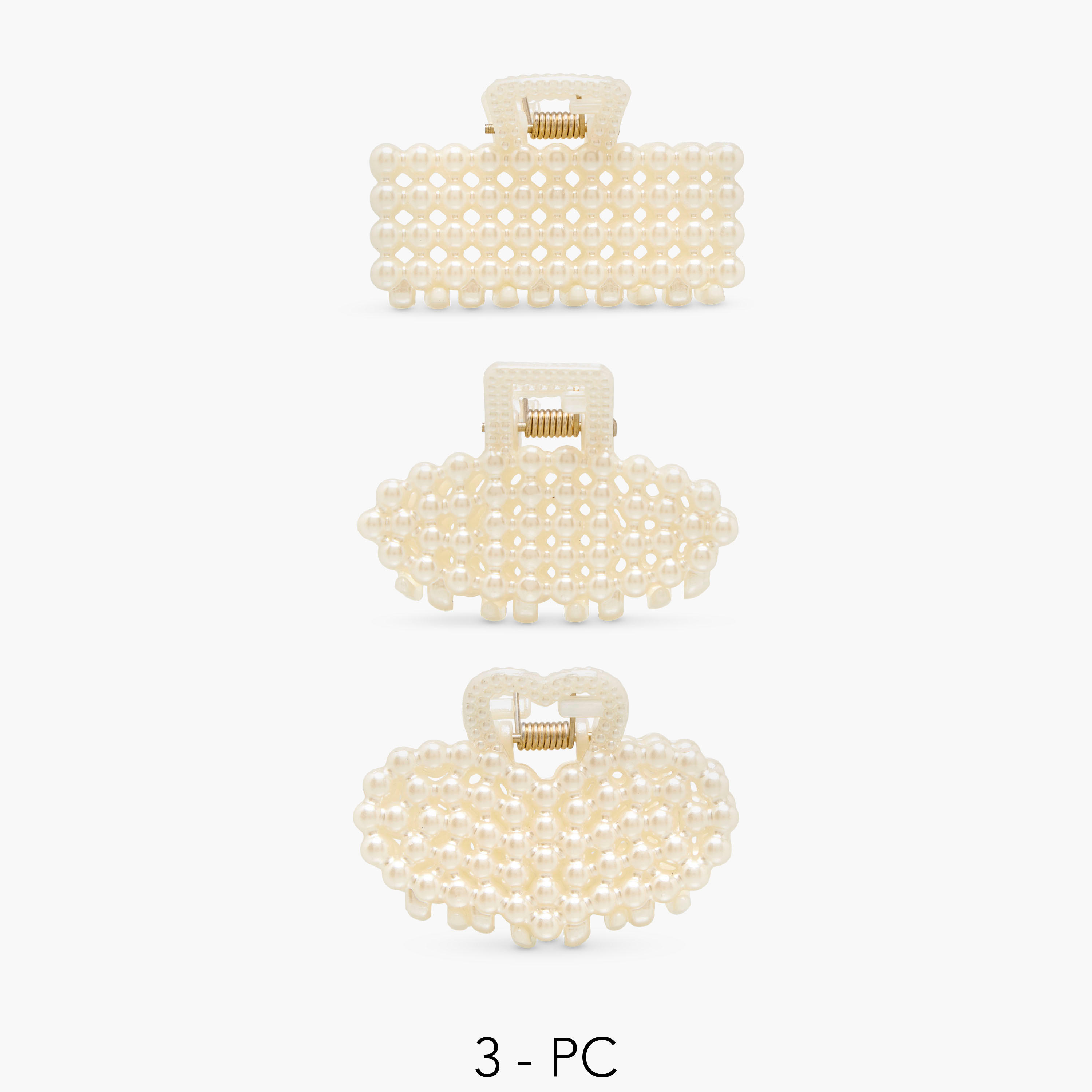 Pack of 3 Assorted Hair Clamp with Pearl Embellishment-women-hairaccessories-clamps-image-1