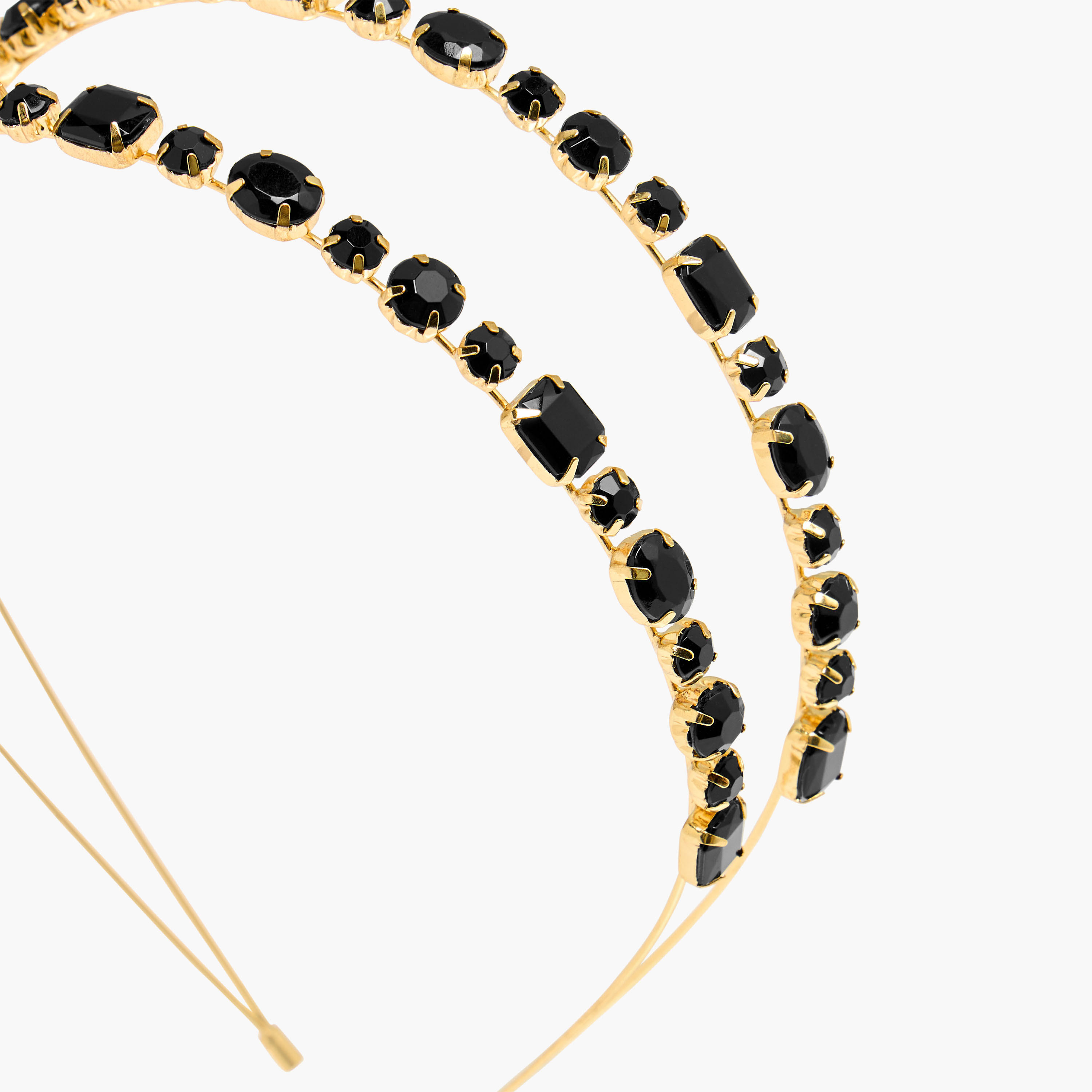 Metal Stone Embellished Double Hairband-women-hairaccessories-bands-image-3