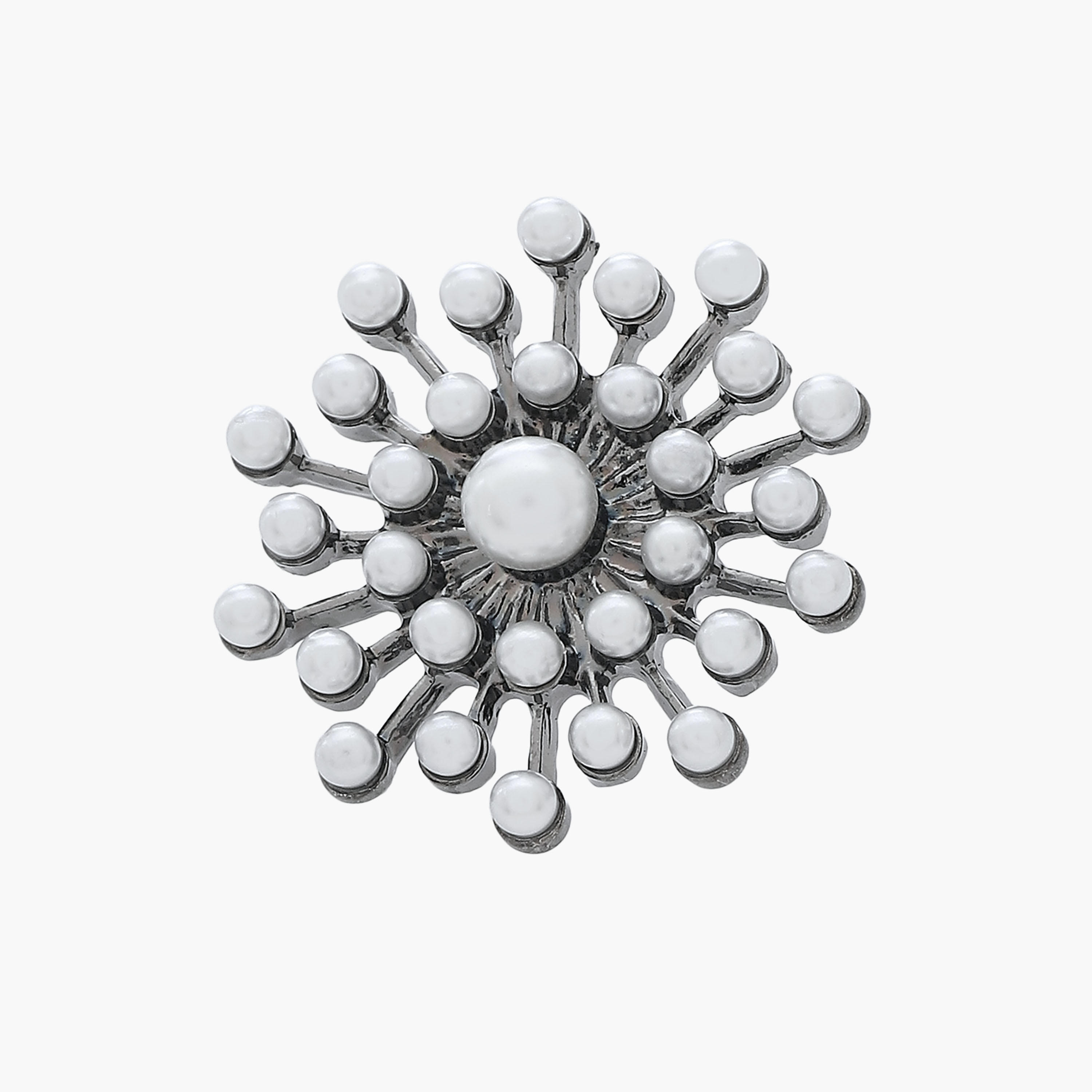Silver Tone Pearl Embellished Stud Earrings with Pushback Closure-women-watchesandjewellery-jewellery-earrings-image-4
