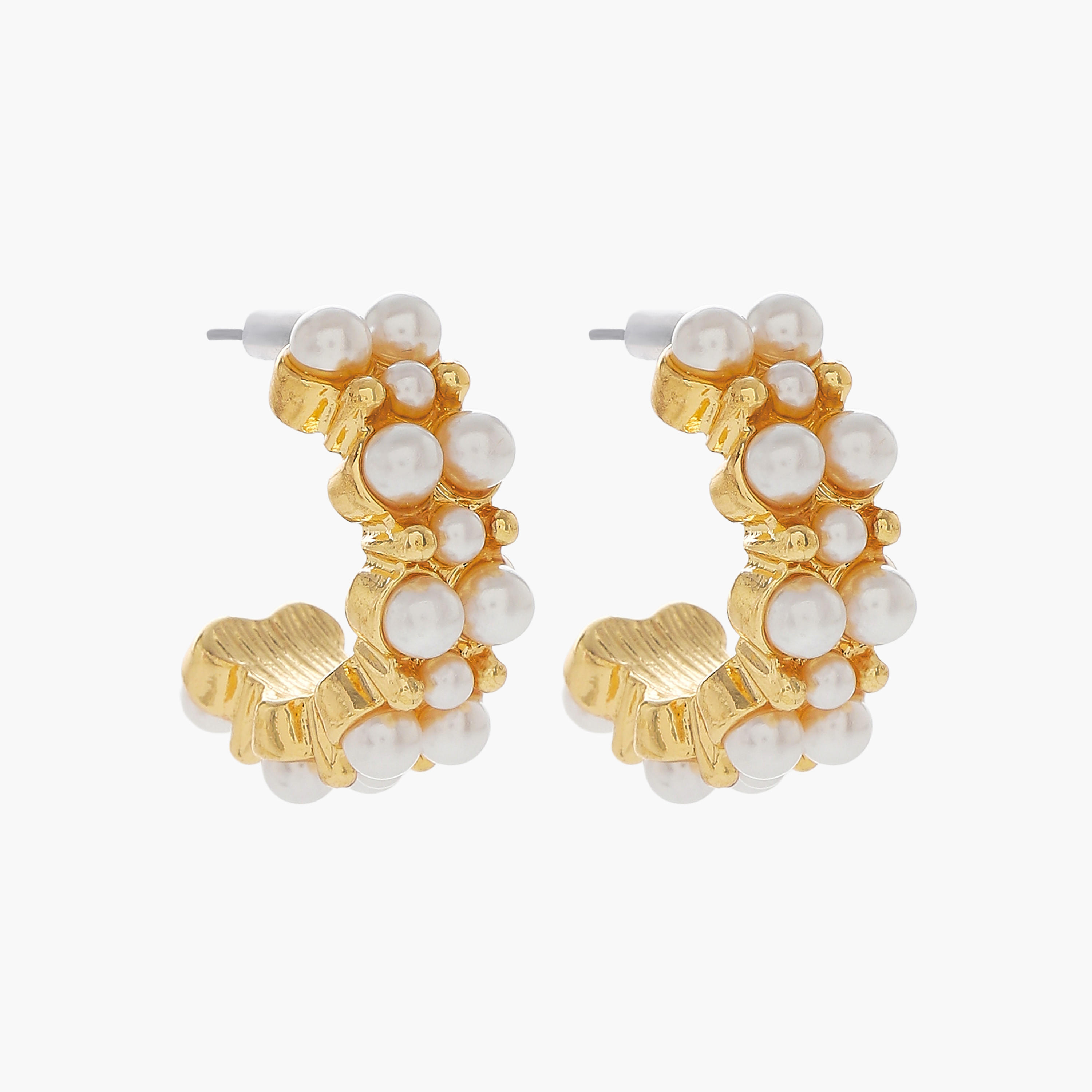 Metallic Embellished Earrings with Pushback Closure-women-watchesandjewellery-jewellery-earrings-image-2