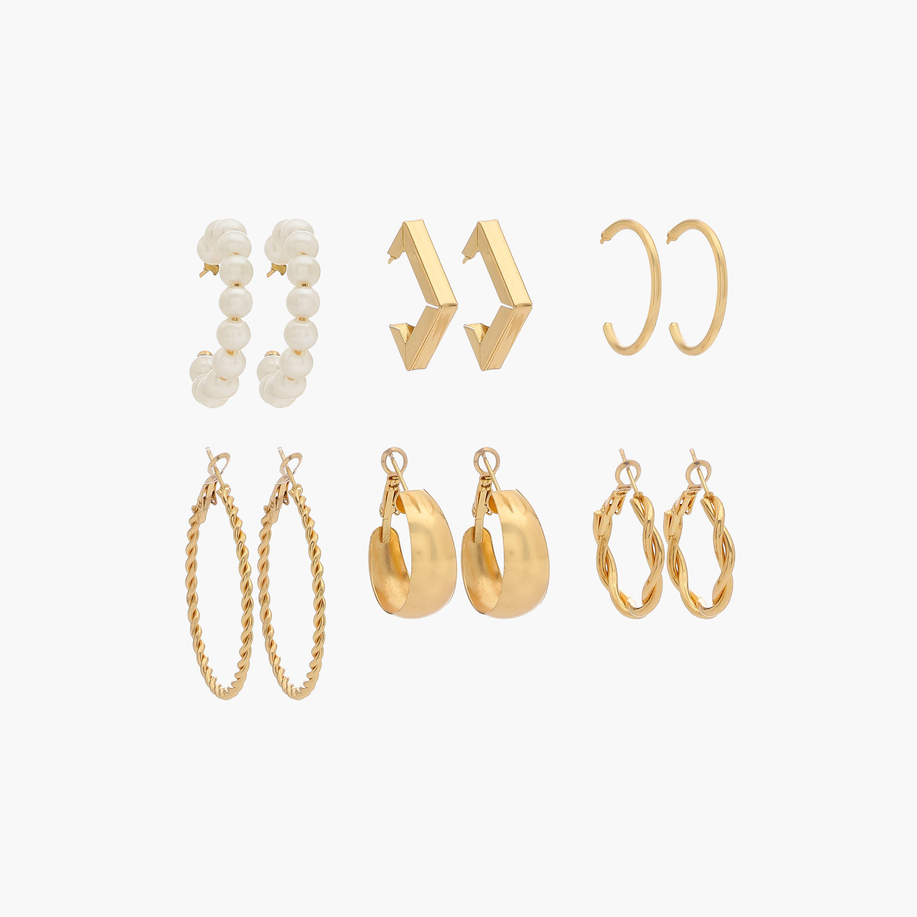 Pack of 6 Gold Tone Hoop Earrings-women-watchesandjewellery-jewellery-earrings-image-1