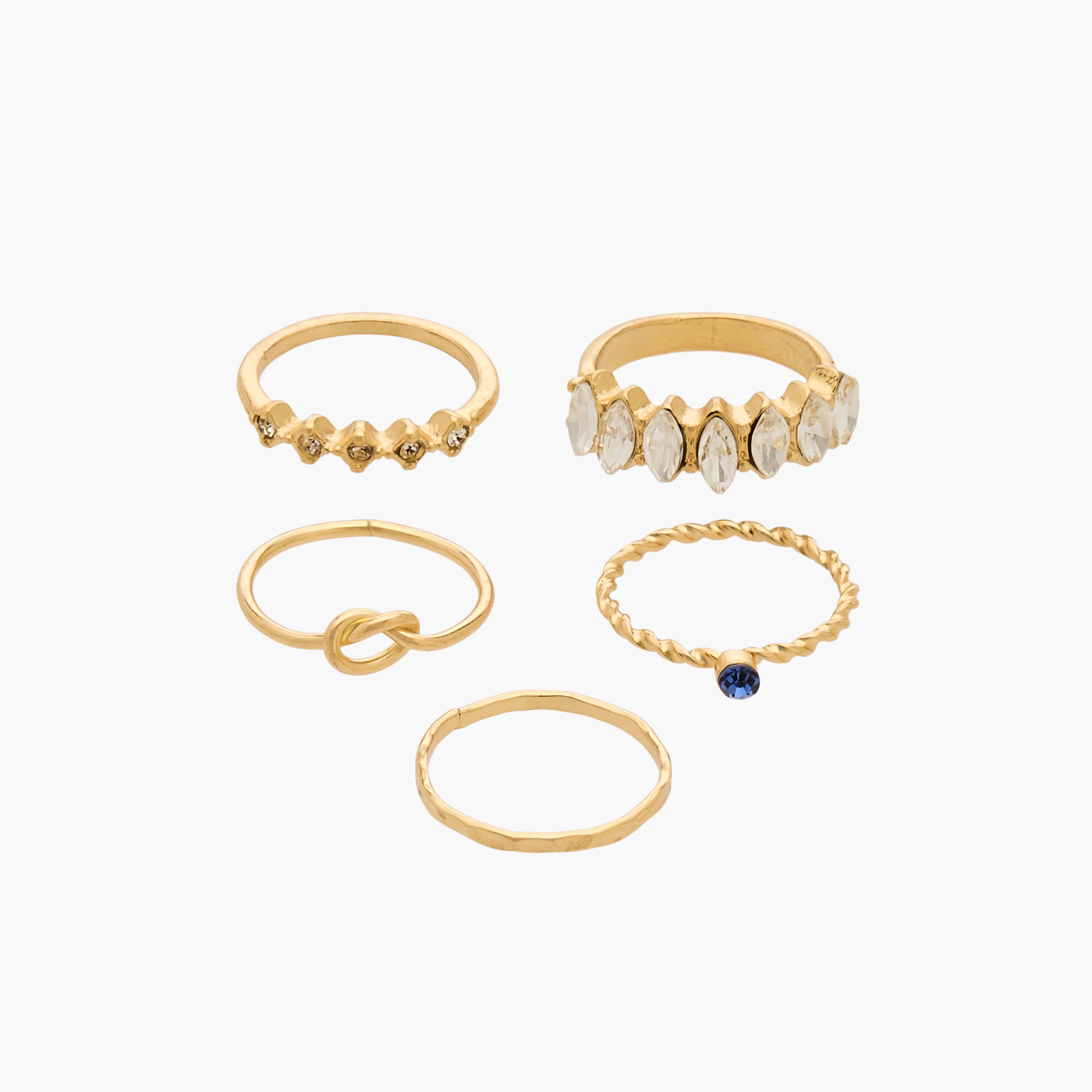 Assorted Gold Tone Ring - Set of 5-women-watchesandjewellery-jewellery-rings-image-1