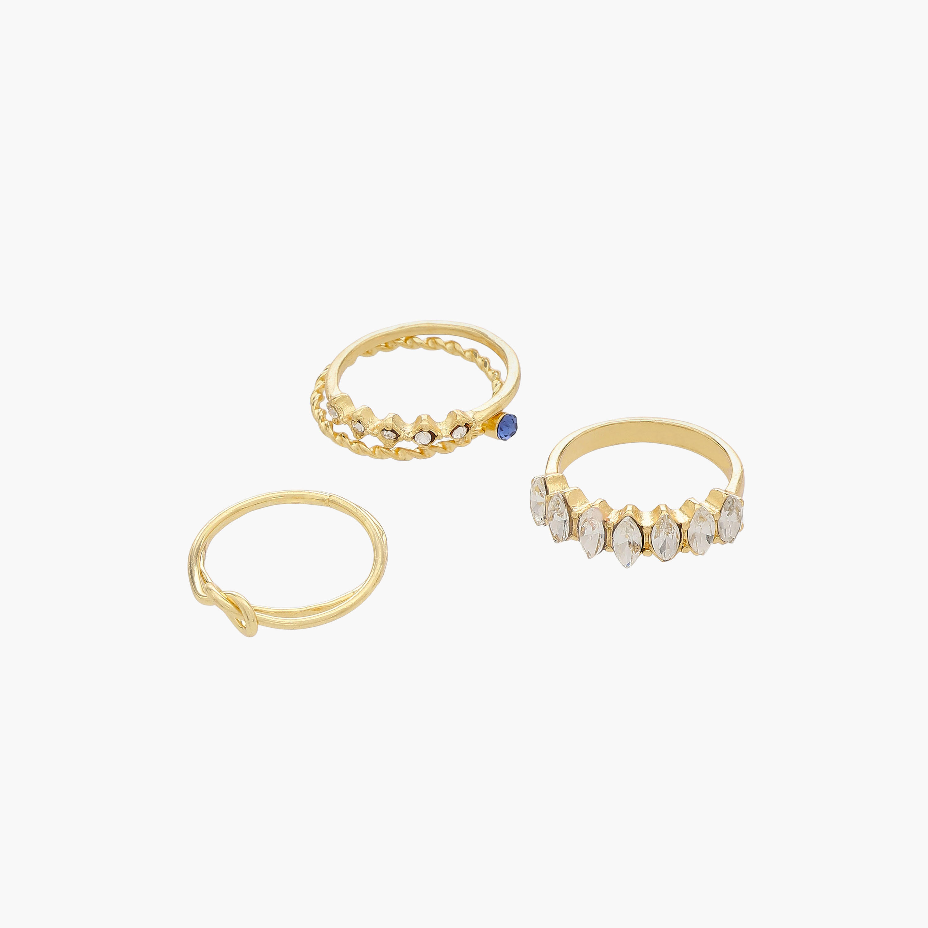 Embellished Metal Gold Tone Ring - Set of 5-women-watchesandjewellery-jewellery-rings-image-2