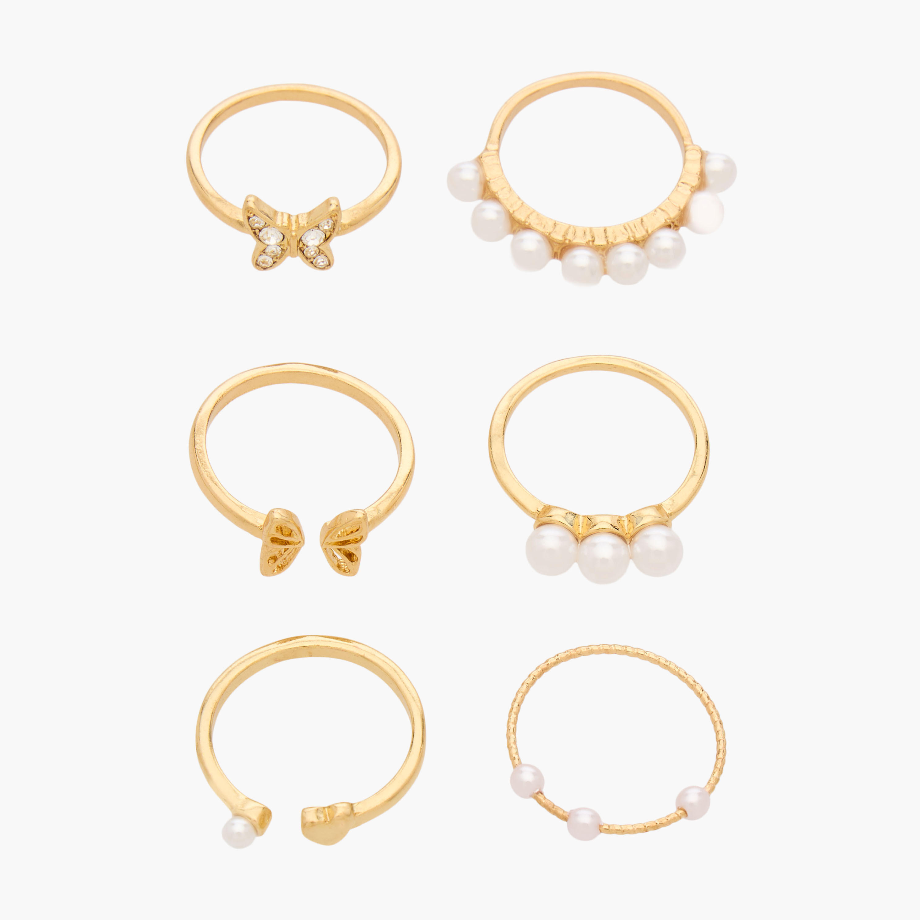 Assorted Gold Tone Ring - Set of 6-women-watchesandjewellery-jewellery-rings-image-1