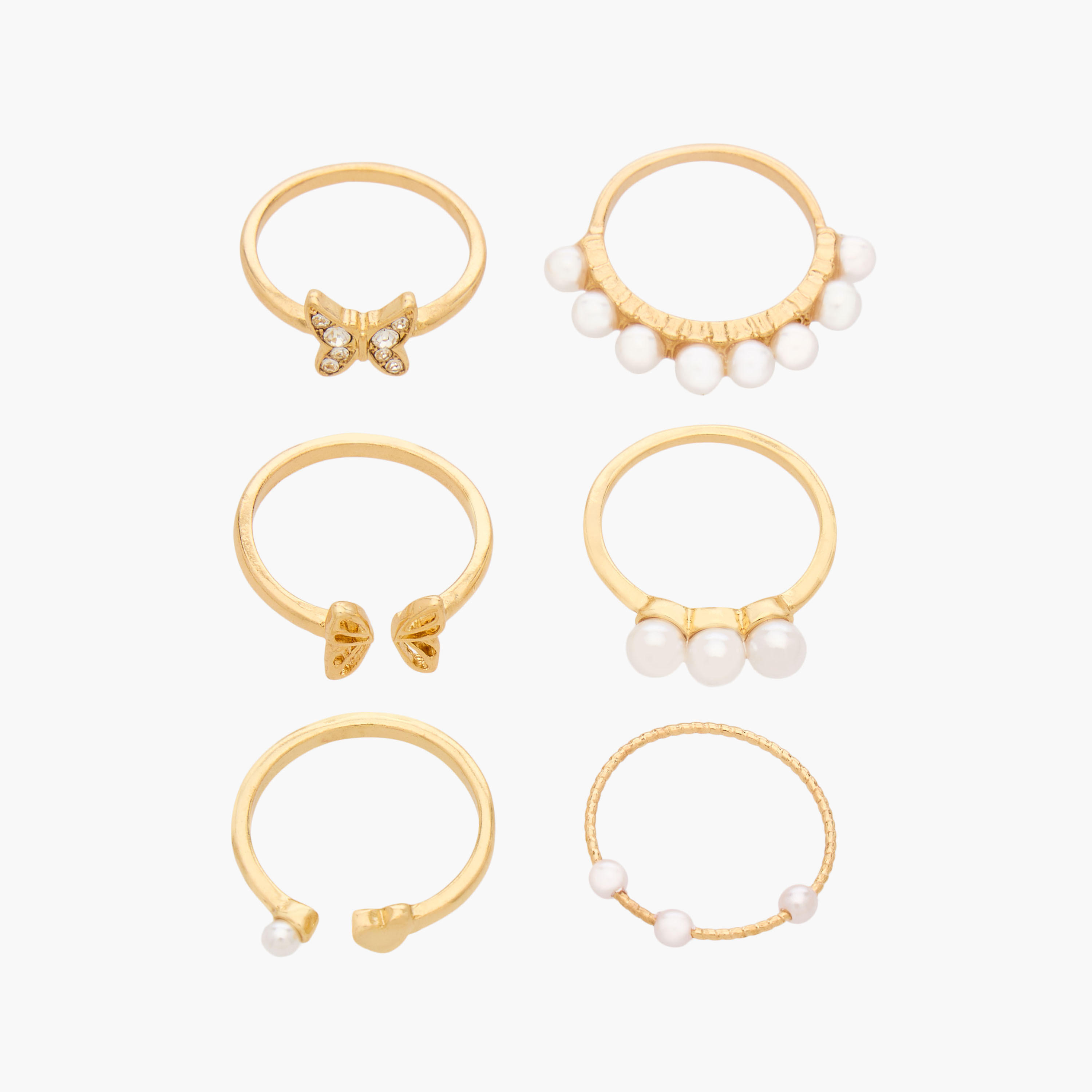 Assorted Gold Tone Ring - Set of 6-women-watchesandjewellery-jewellery-rings-image-1