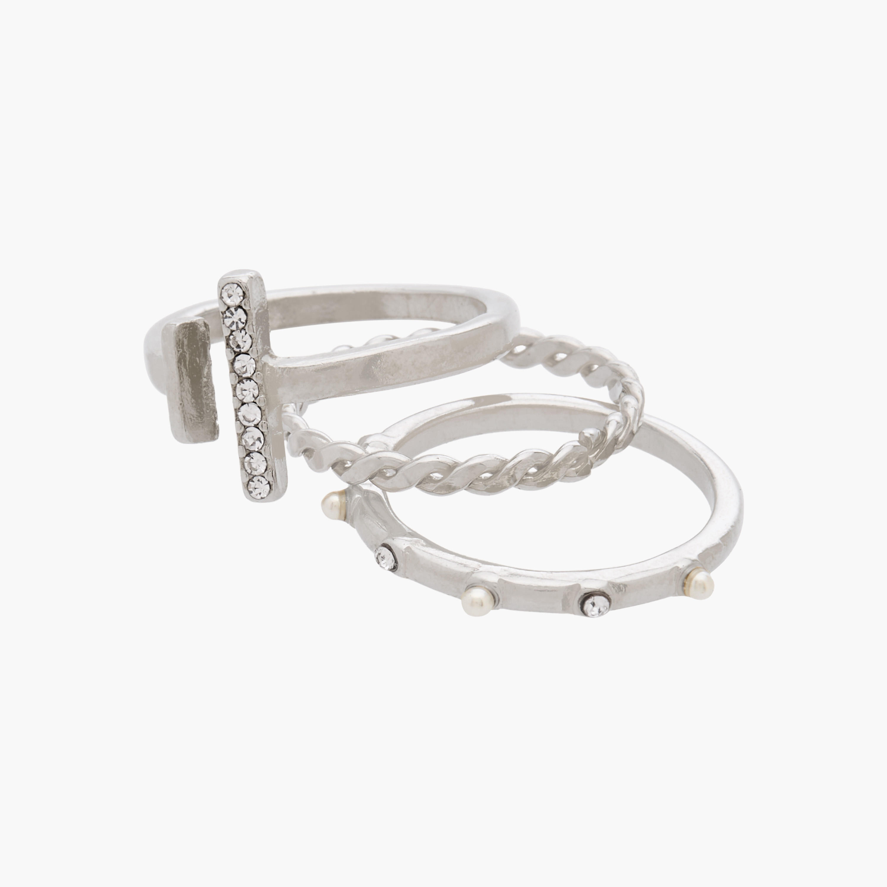 Stackable Silver Tone Ring - Set of 8-women-watchesandjewellery-jewellery-rings-image-3