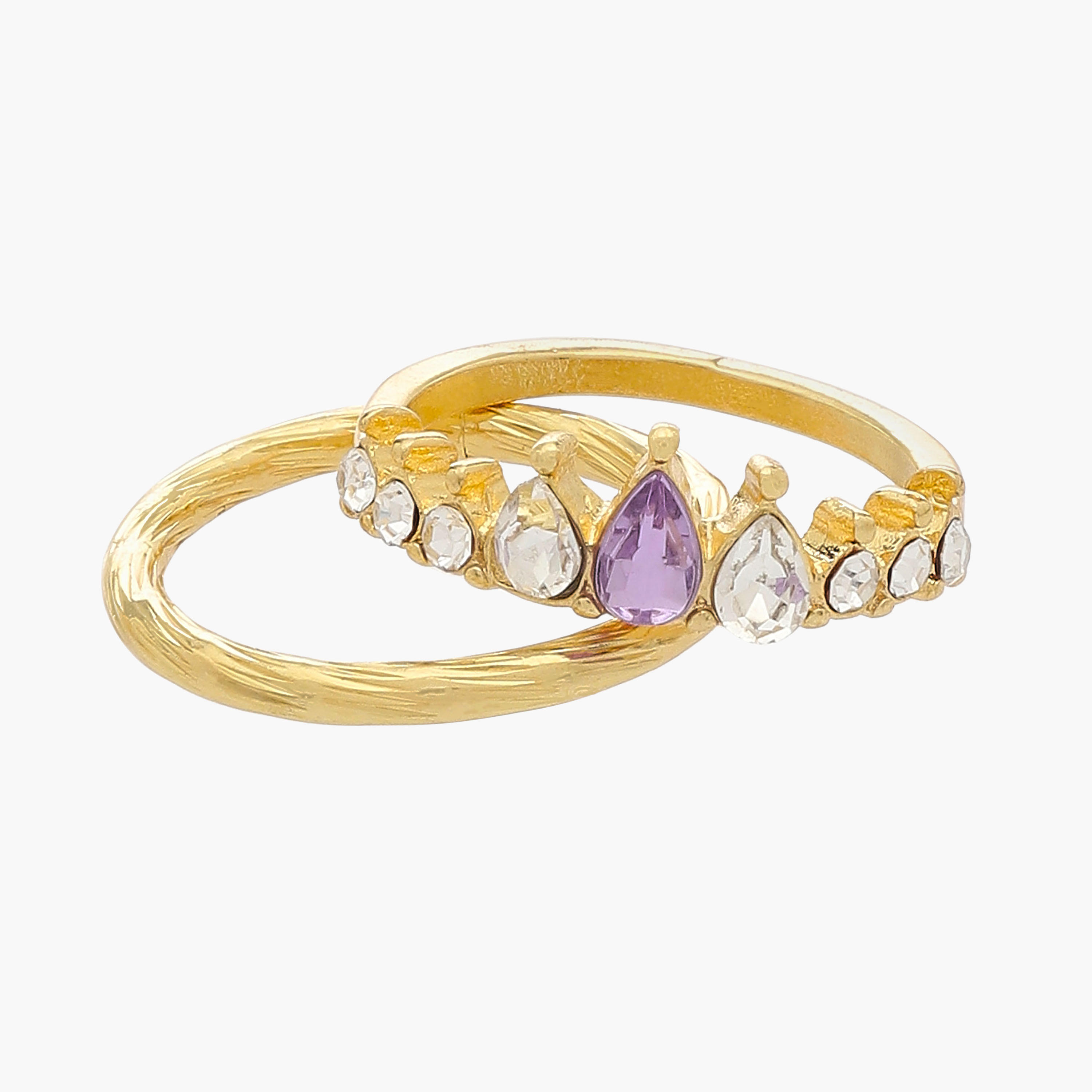 Stackable Gold Tone Ring with Assorted Design-women-watchesandjewellery-jewellery-rings-image-3