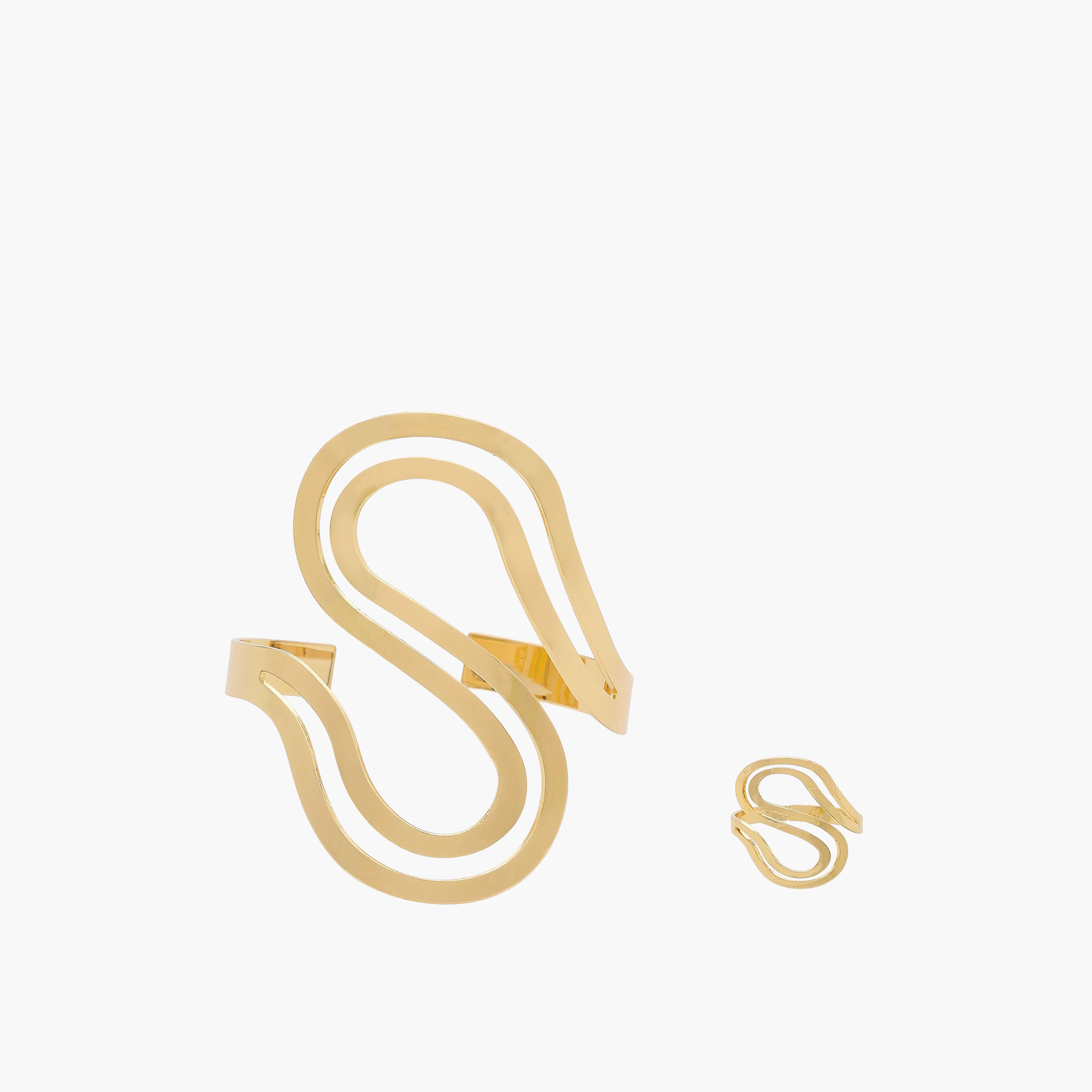 طقم سوار وخاتم معدني-women-watchesandjewellery-jewellery-jewellerysets-image-1