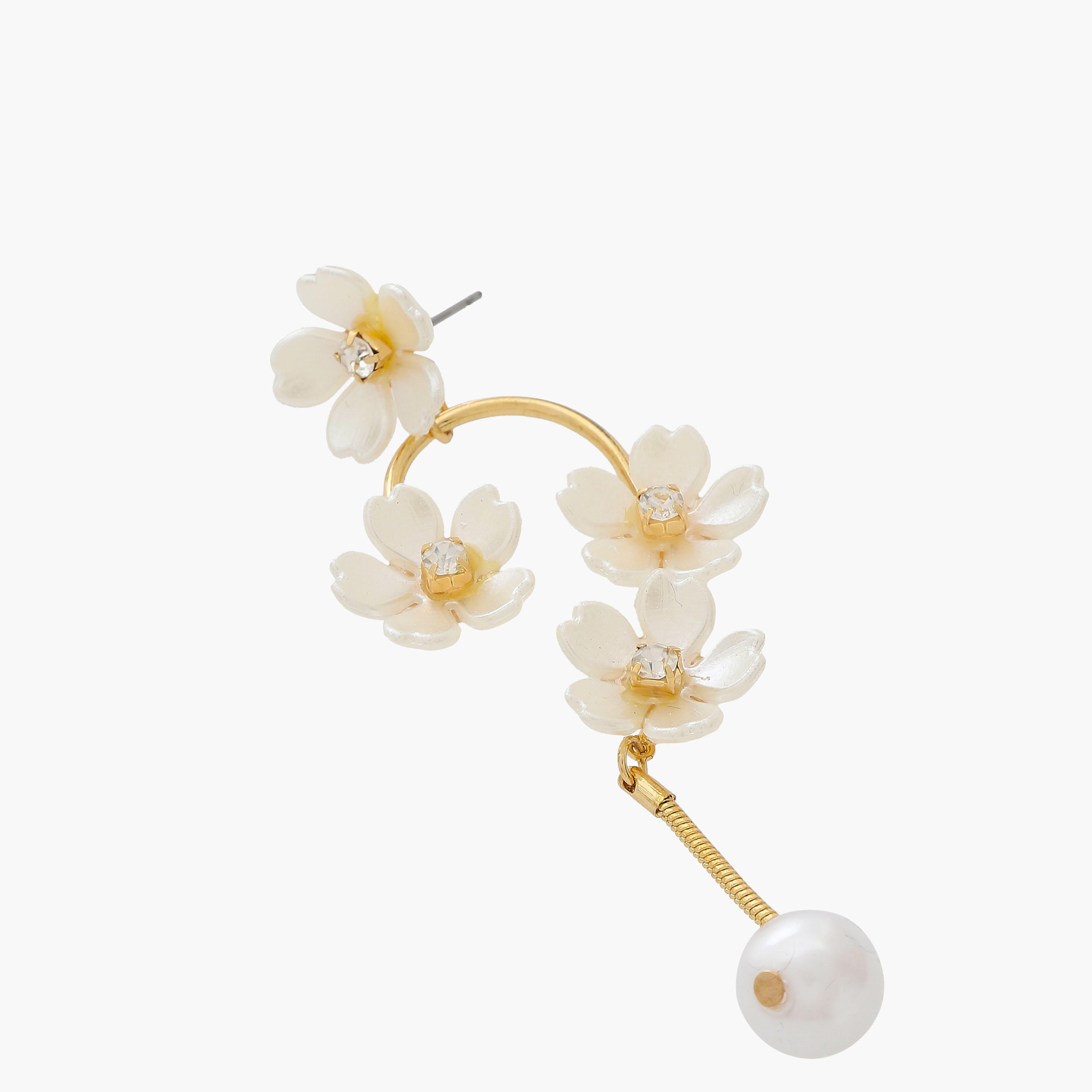 Gold Tone Floral Accent Dangling Earrings with Pushback Closure-women-watchesandjewellery-jewellery-earrings-image-4