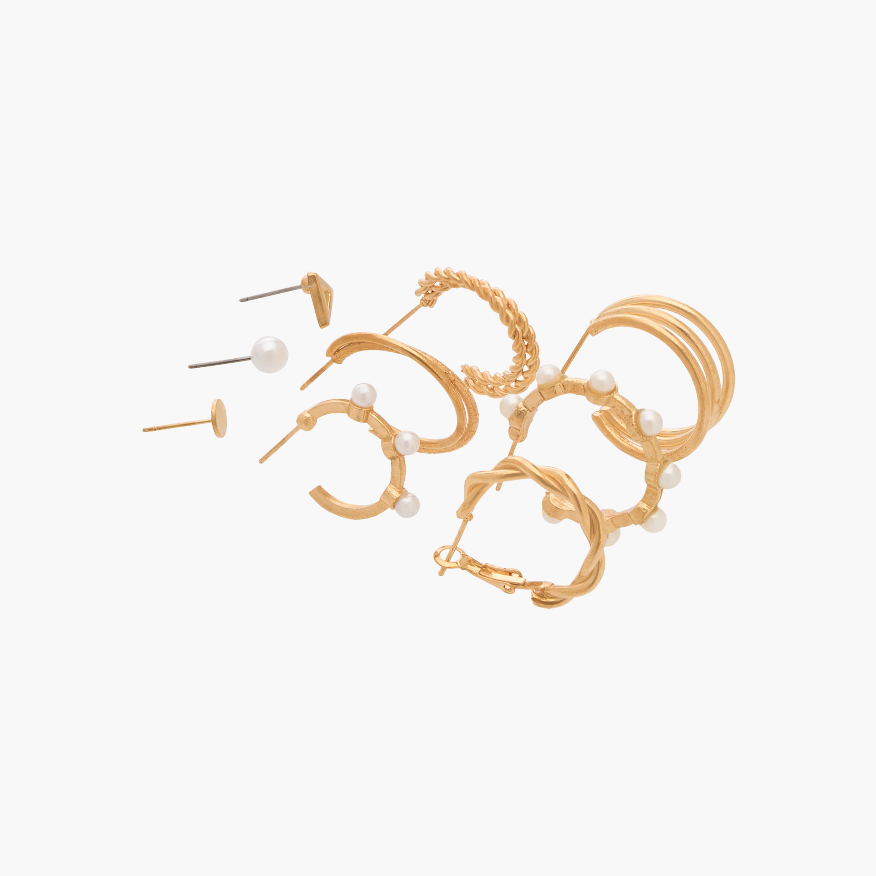طقم من 9 - أقراط  بلون ذهبي-women-watchesandjewellery-jewellery-earrings-image-2