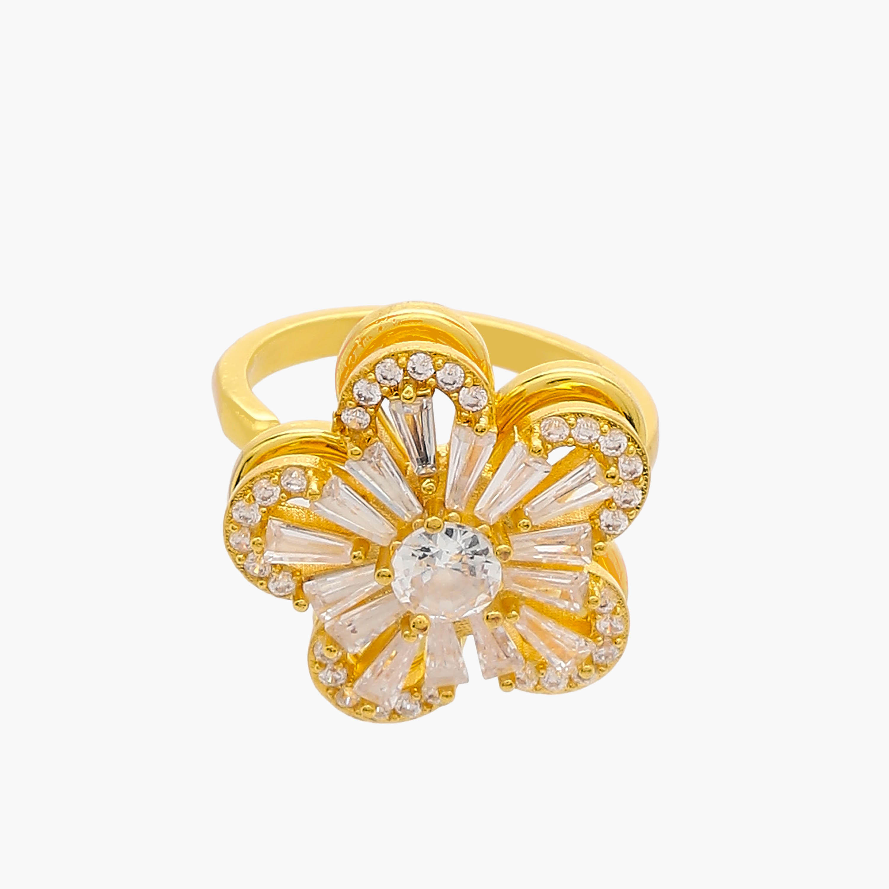 Cubic Zirconia Stone Embellished Metal Gold Tone Ring-women-watchesandjewellery-jewellery-rings-image-2