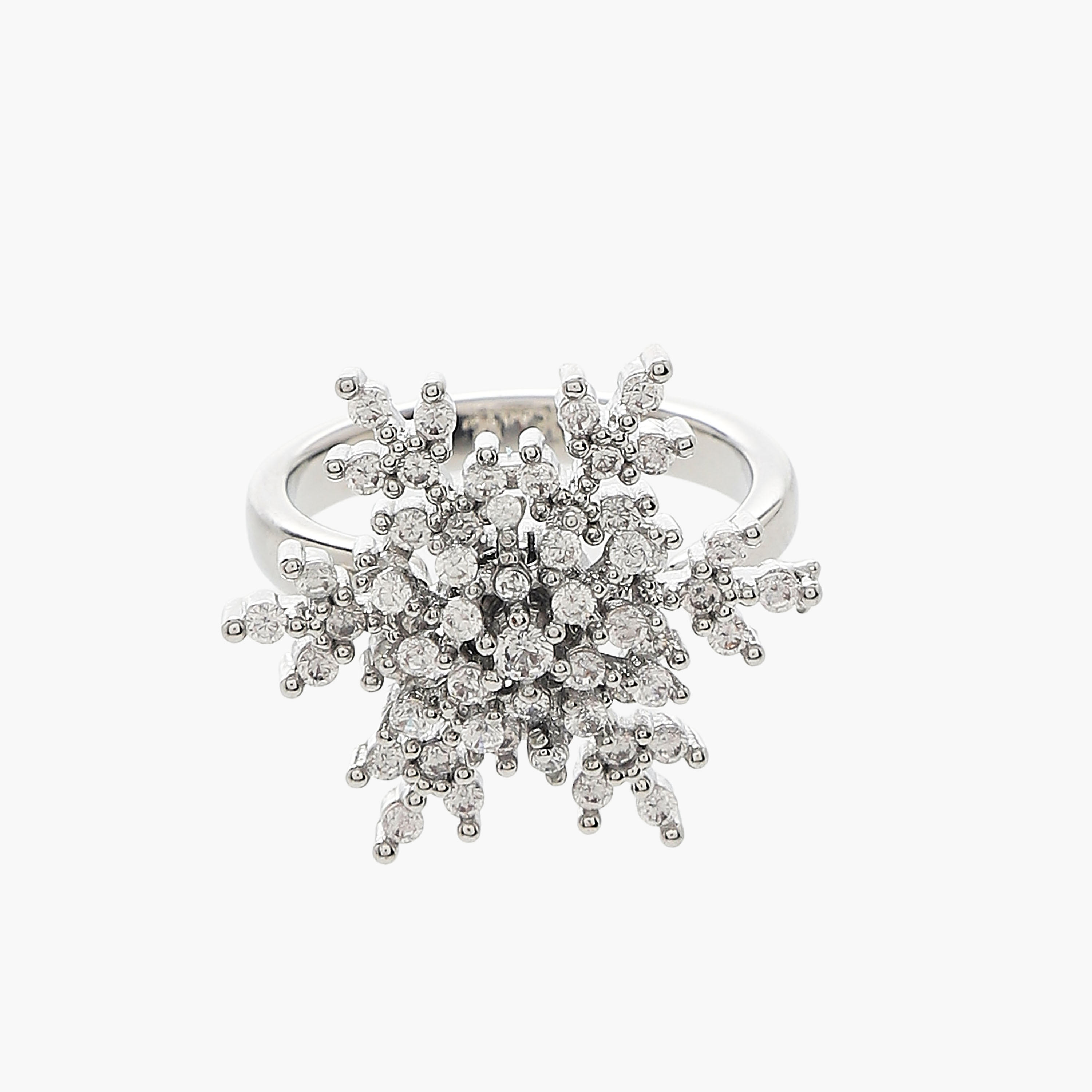 خاتم ميتاليك قابل للتعديل بتصميم ندفة ثلج مزينة-women-watchesandjewellery-jewellery-rings-image-2