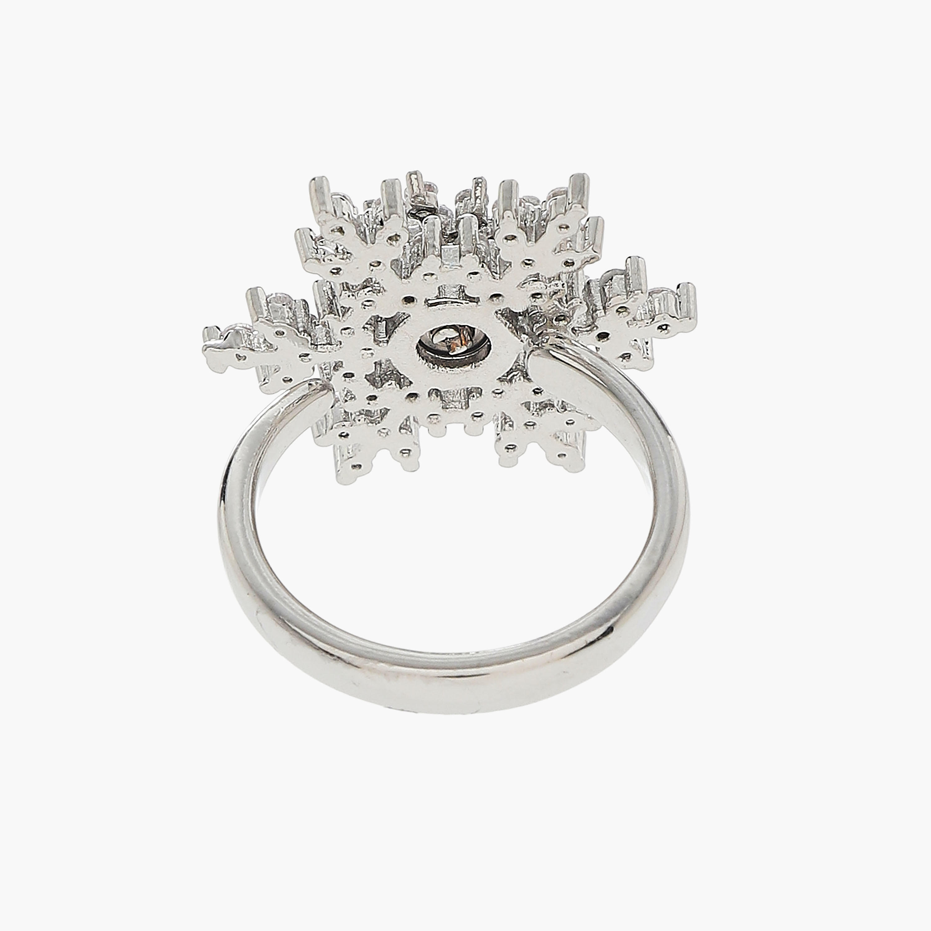 خاتم ميتاليك قابل للتعديل بتصميم ندفة ثلج مزينة-women-watchesandjewellery-jewellery-rings-image-3