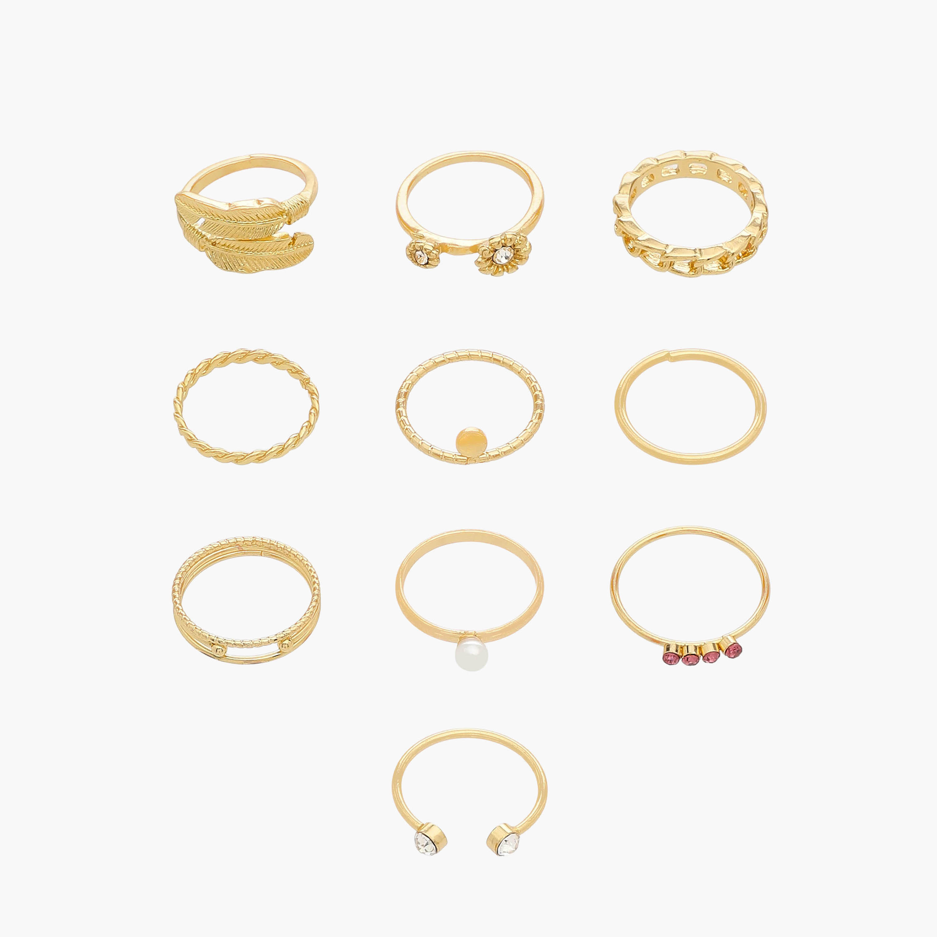 خواتم معدن متنوعة - عبوة 10 قطع-women-watchesandjewellery-jewellery-rings-image-1