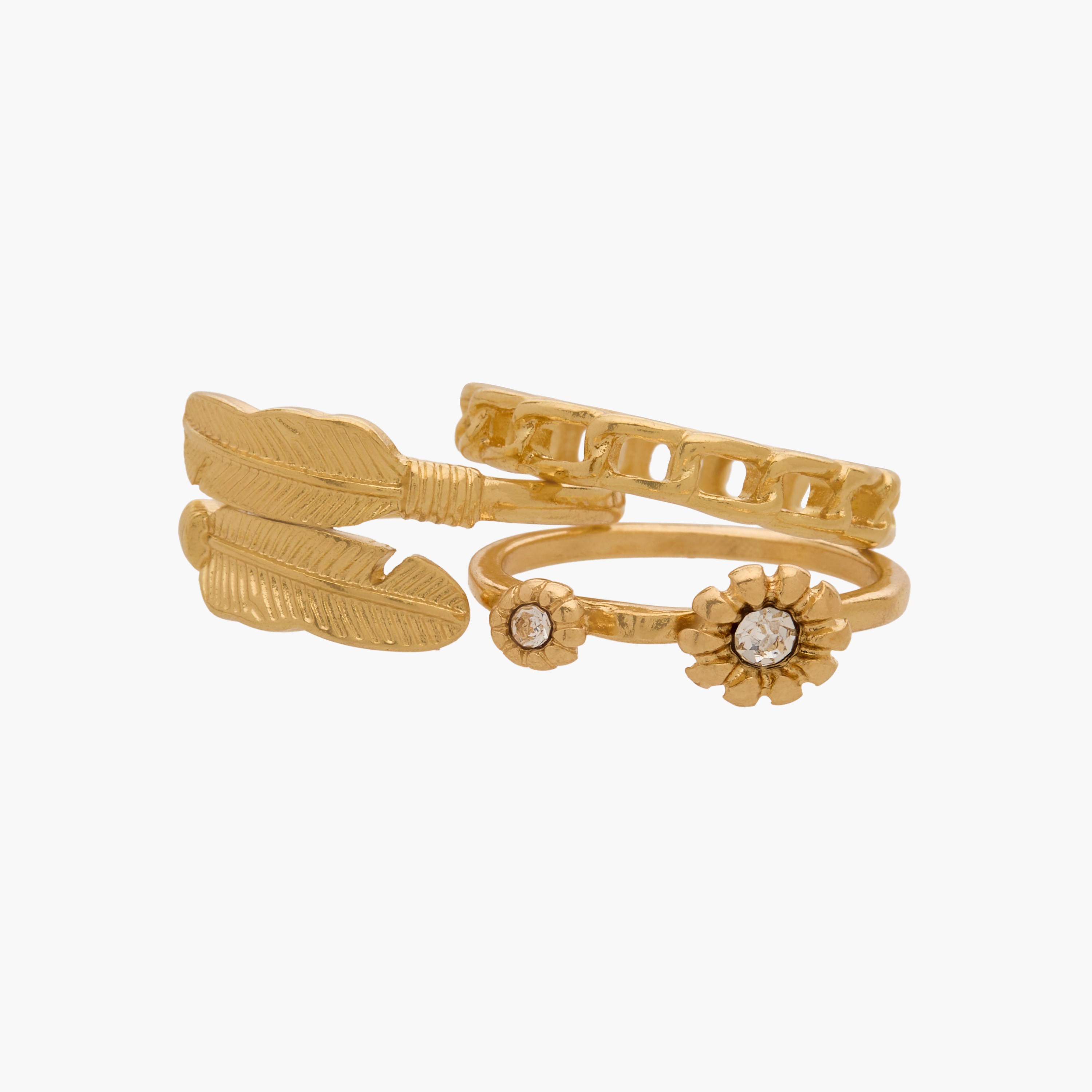 Stackable Gold Tone Ring - Set of 11-women-watchesandjewellery-jewellery-rings-image-3