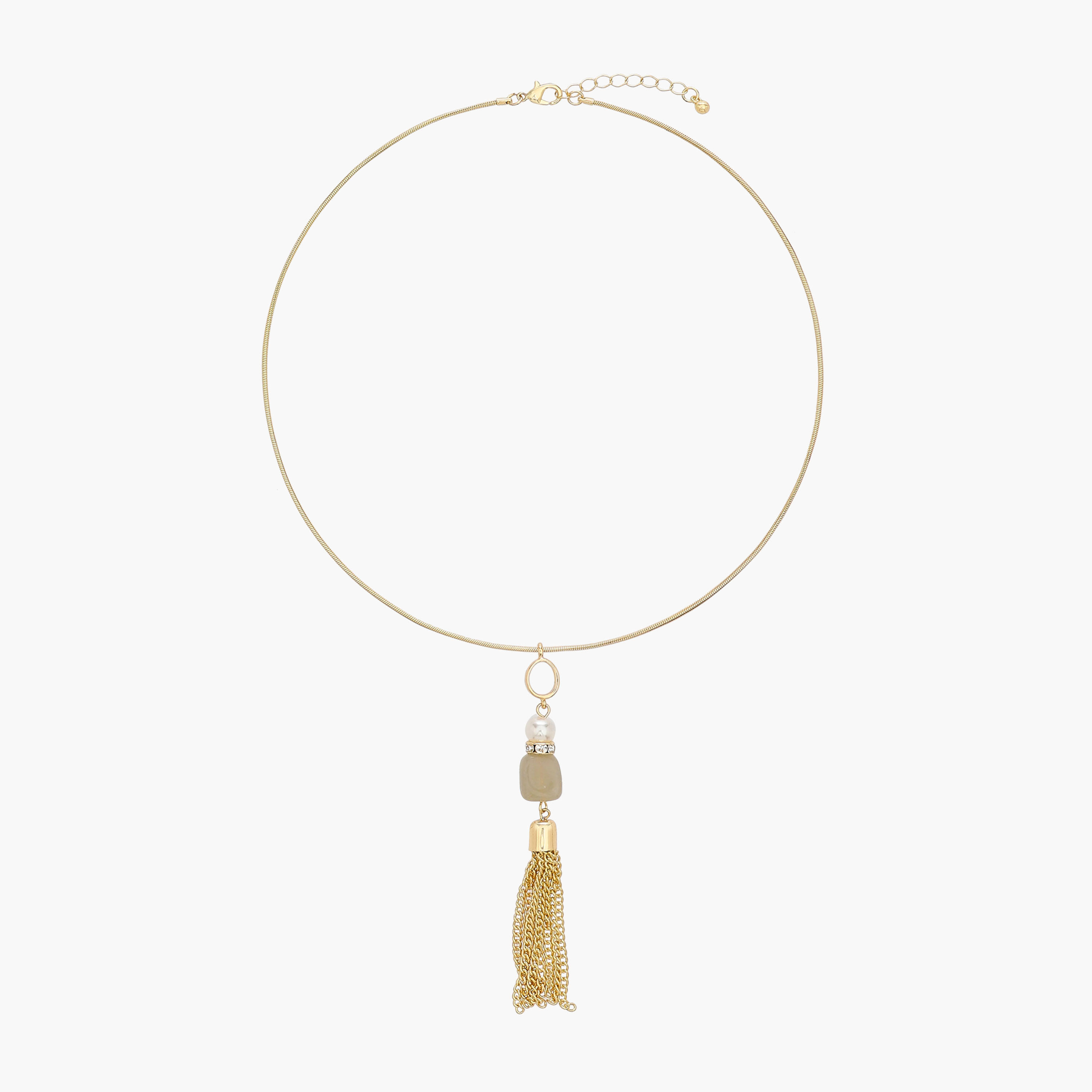 عقد بدلاية شرابة معدن وبتفاصيل حجر-women-watchesandjewellery-jewellery-necklacesandpendants-image-1