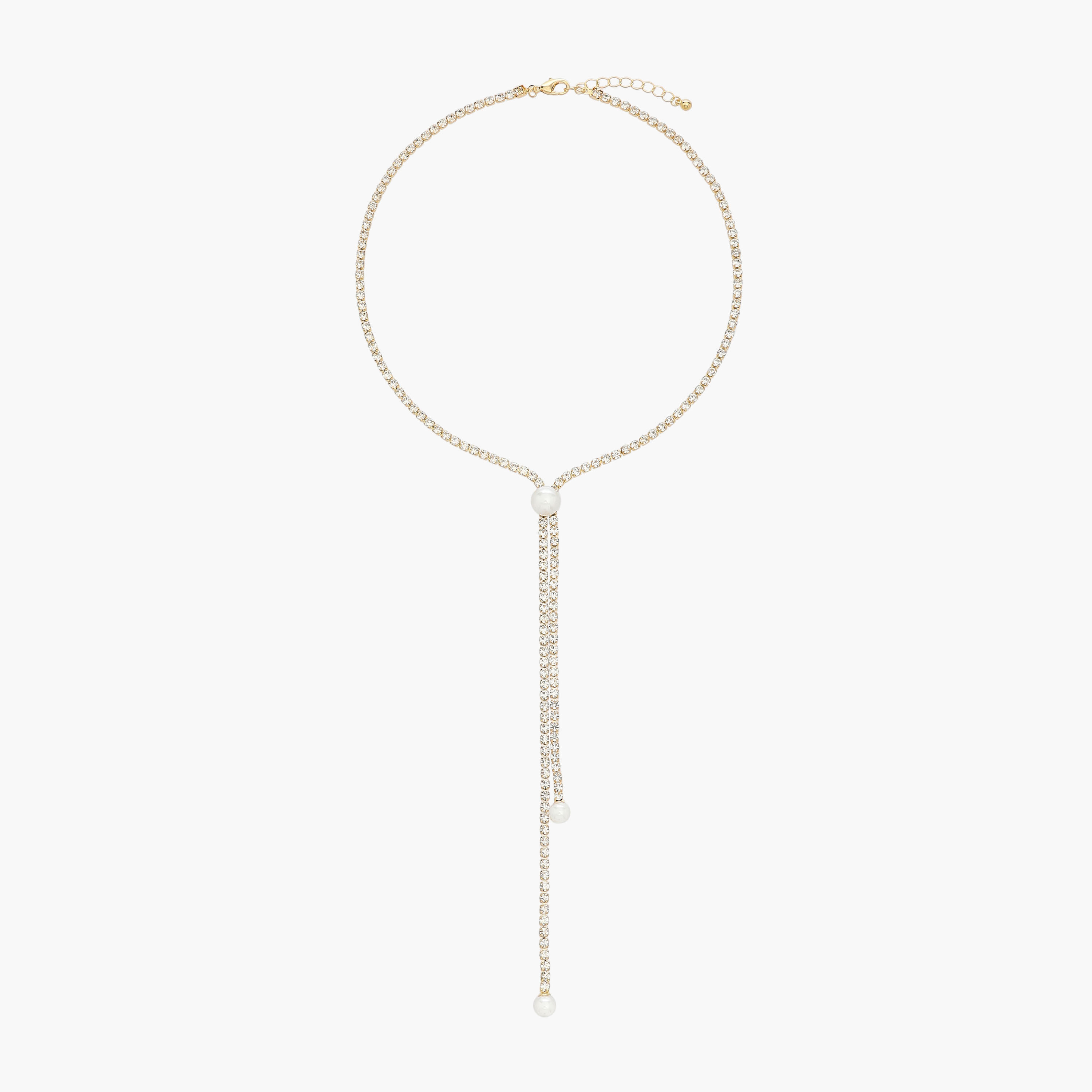 Metal Lariat Necklace with Stone Embellished Design-women-watchesandjewellery-jewellery-necklacesandpendants-image-1