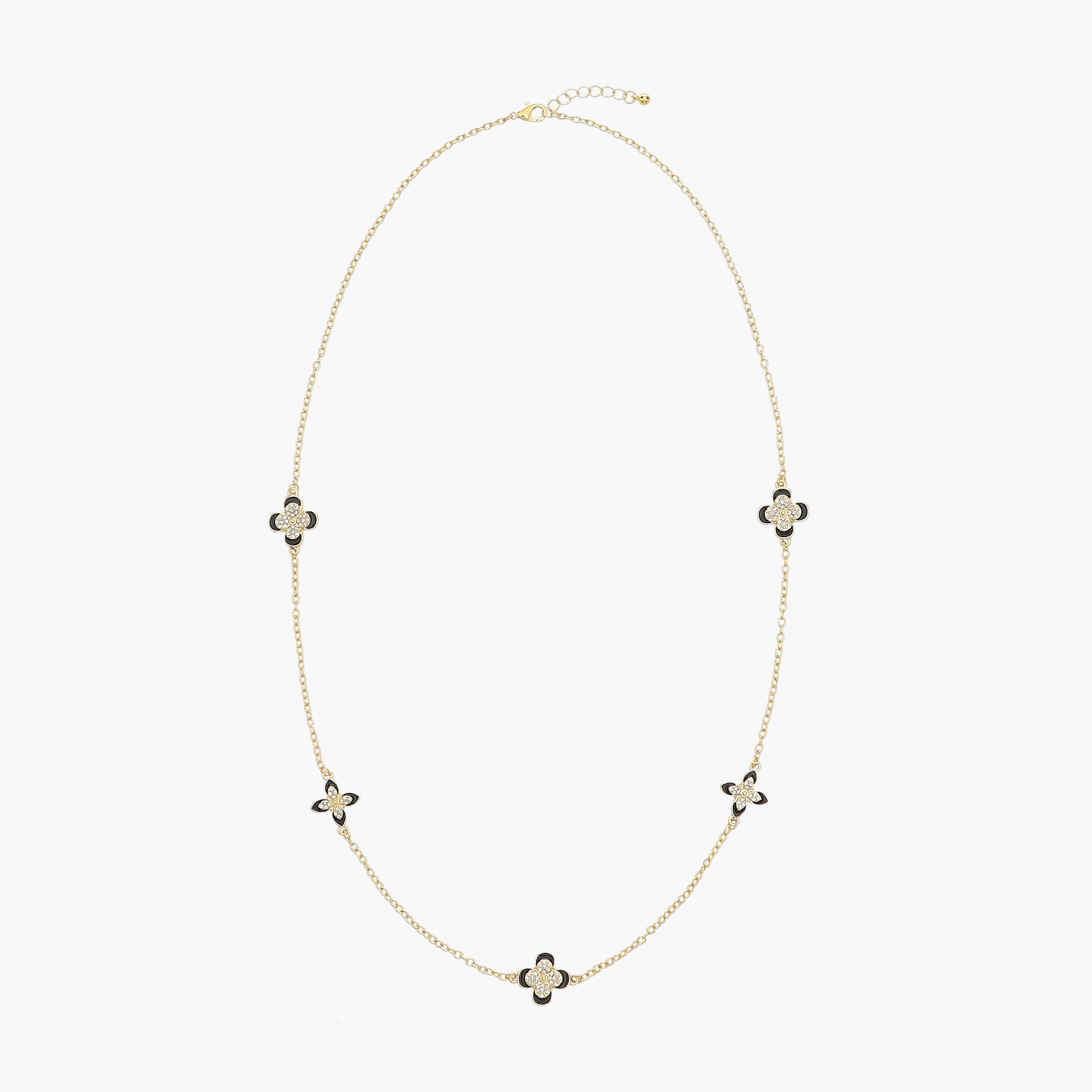 Metallic Necklace with Floral Charm Embellishment-women-watchesandjewellery-jewellery-necklacesandpendants-image-1