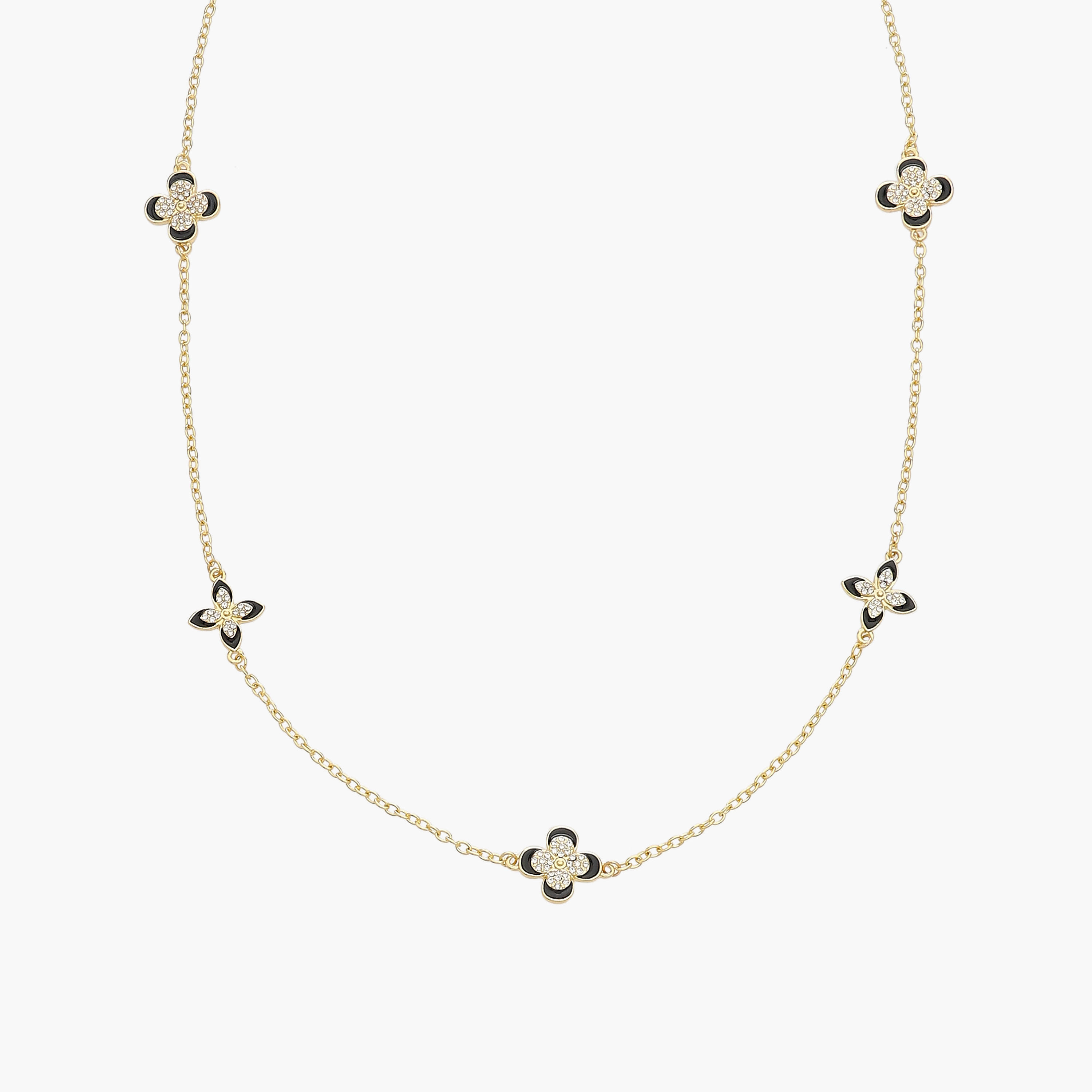 Metallic Necklace with Floral Charm Embellishment-women-watchesandjewellery-jewellery-necklacesandpendants-image-2
