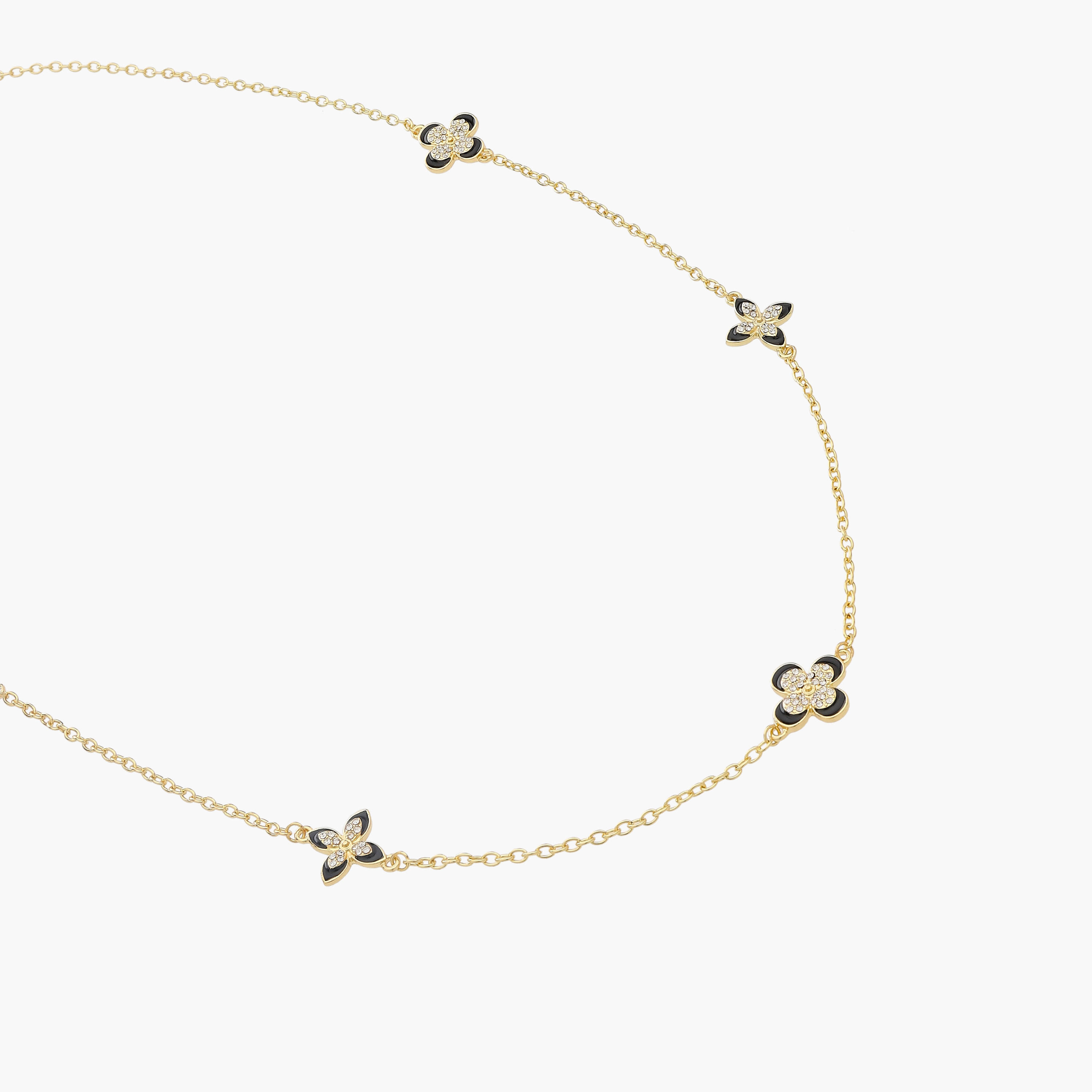 Metallic Necklace with Floral Charm Embellishment-women-watchesandjewellery-jewellery-necklacesandpendants-image-3