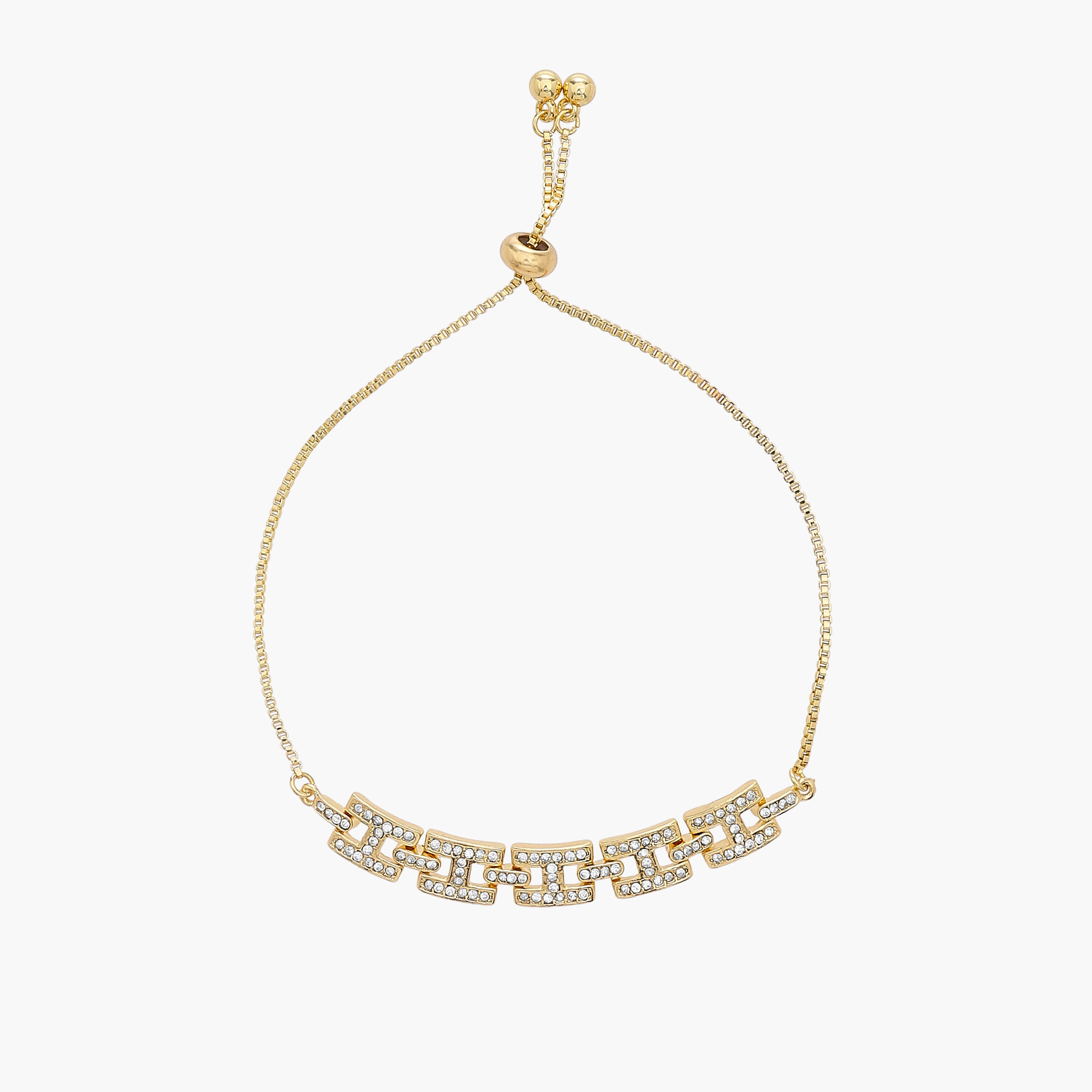 Metallic Bracelet with Stone Embellishment and Adjustable Slider Clasp-women-watchesandjewellery-jewellery-banglesandbracelets-image-2