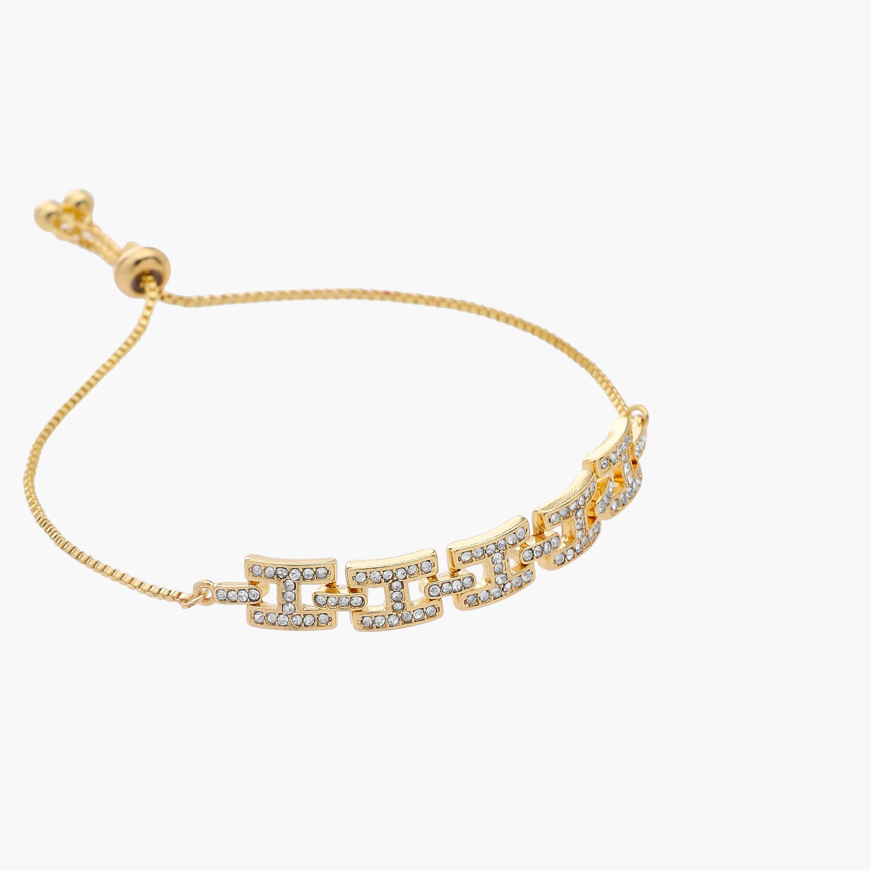 Metallic Bracelet with Stone Embellishment and Adjustable Slider Clasp-women-watchesandjewellery-jewellery-banglesandbracelets-image-3