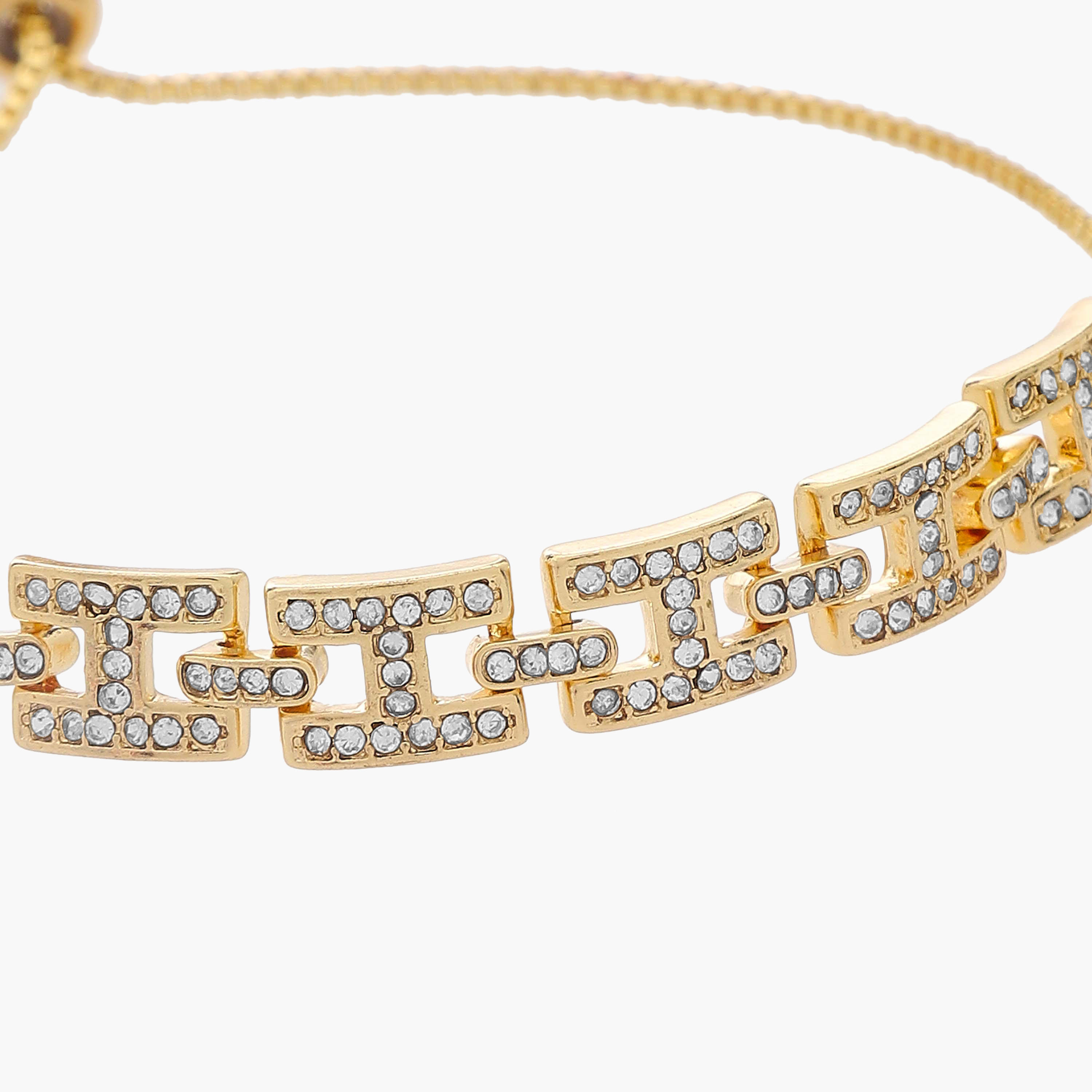 Metallic Bracelet with Stone Embellishment and Adjustable Slider Clasp-women-watchesandjewellery-jewellery-banglesandbracelets-image-5