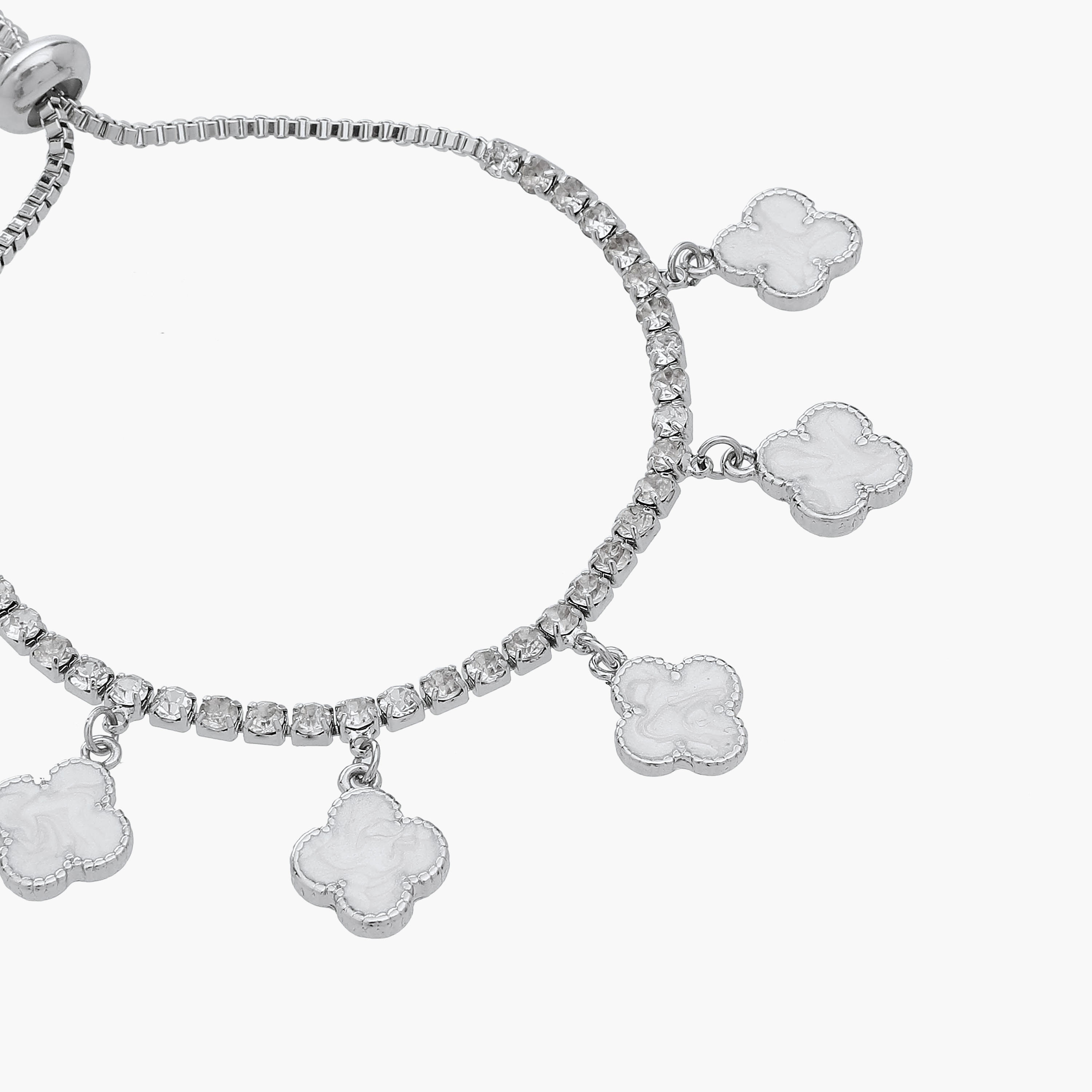 Metallic Bracelet with Charm Embellishment and Adjustable Slider Clasp-women-watchesandjewellery-jewellery-banglesandbracelets-image-3
