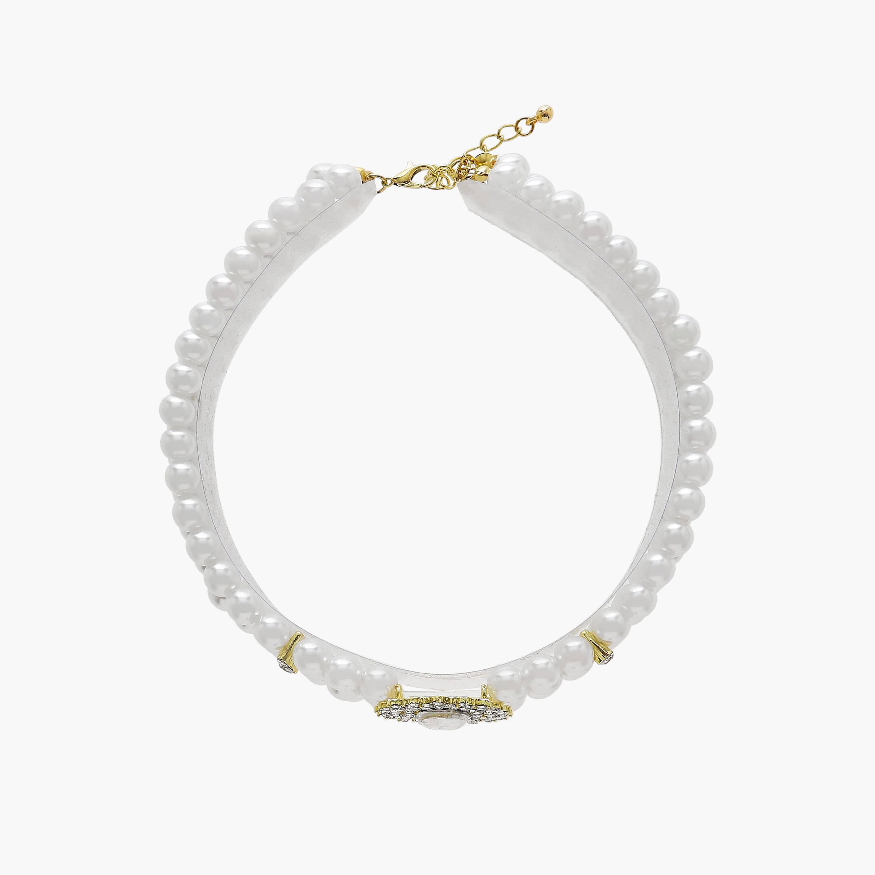 قلادة تشوكر معدنية مزينة باللؤلؤ-women-watchesandjewellery-jewellery-necklacesandpendants-image-2