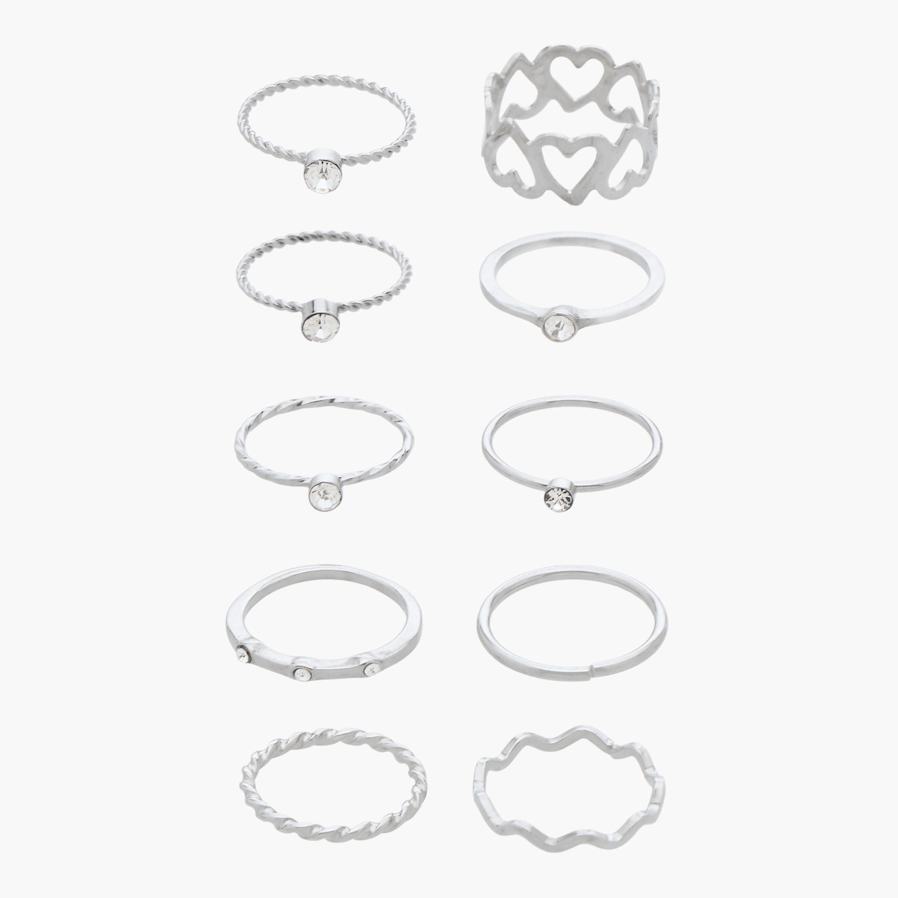 خواتم معدن متنوعة - مجموعة من 10 قطع-women-watchesandjewellery-jewellery-rings-image-1