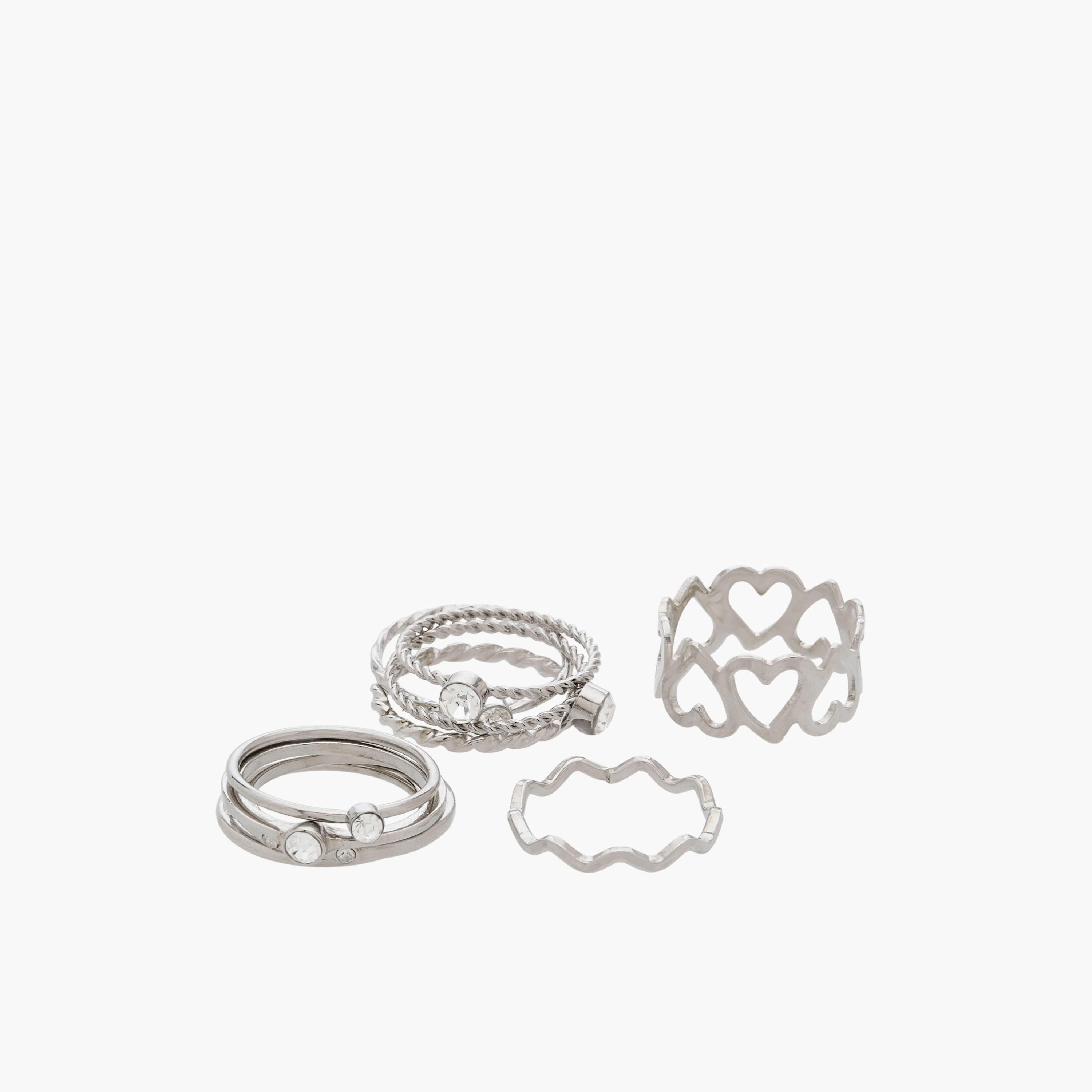 خواتم معدن متنوعة - مجموعة من 10 قطع-women-watchesandjewellery-jewellery-rings-image-2