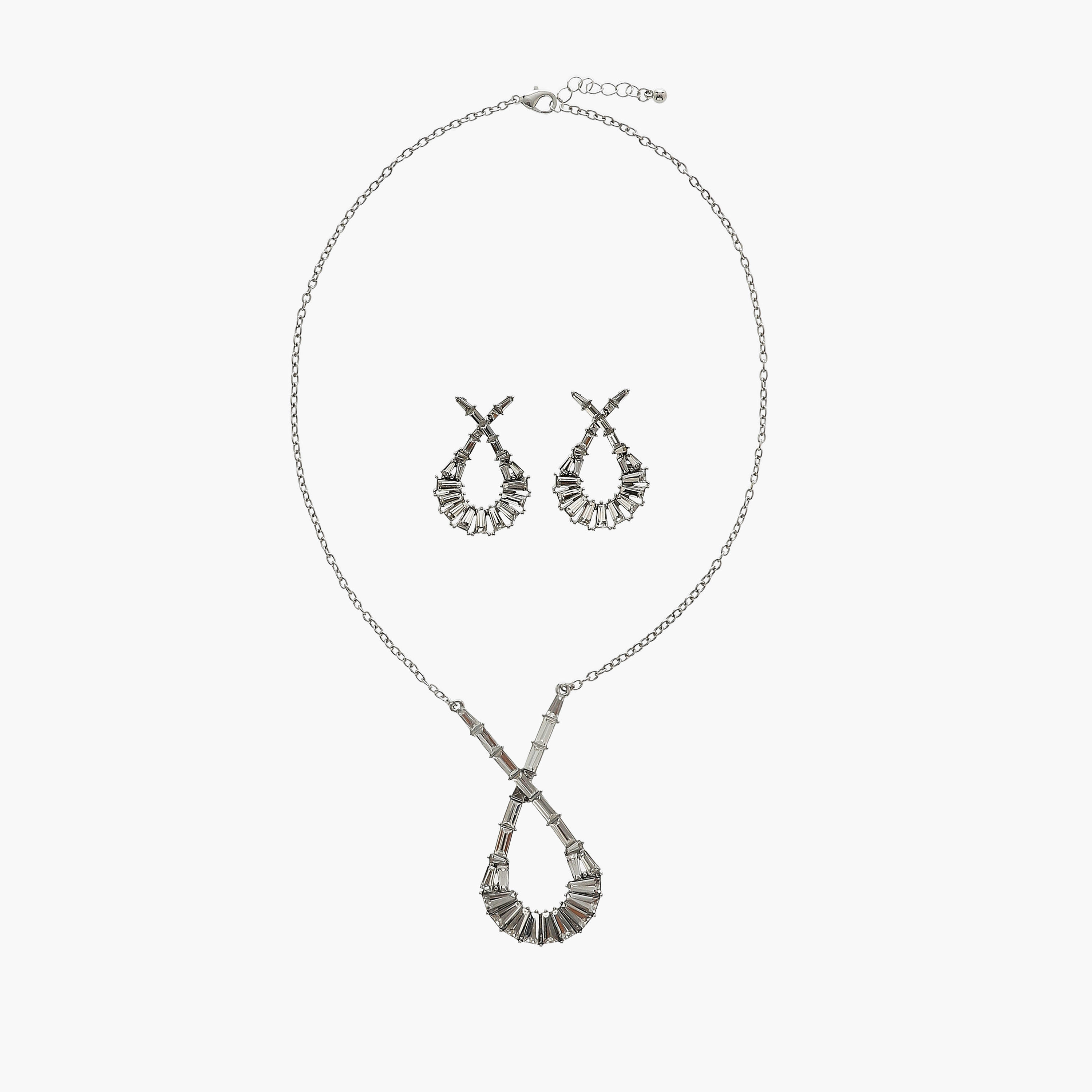 Set of 2 - Cubic Zirconia Embellished Necklace and Earrings-women-watchesandjewellery-jewellery-jewellerysets-image-1
