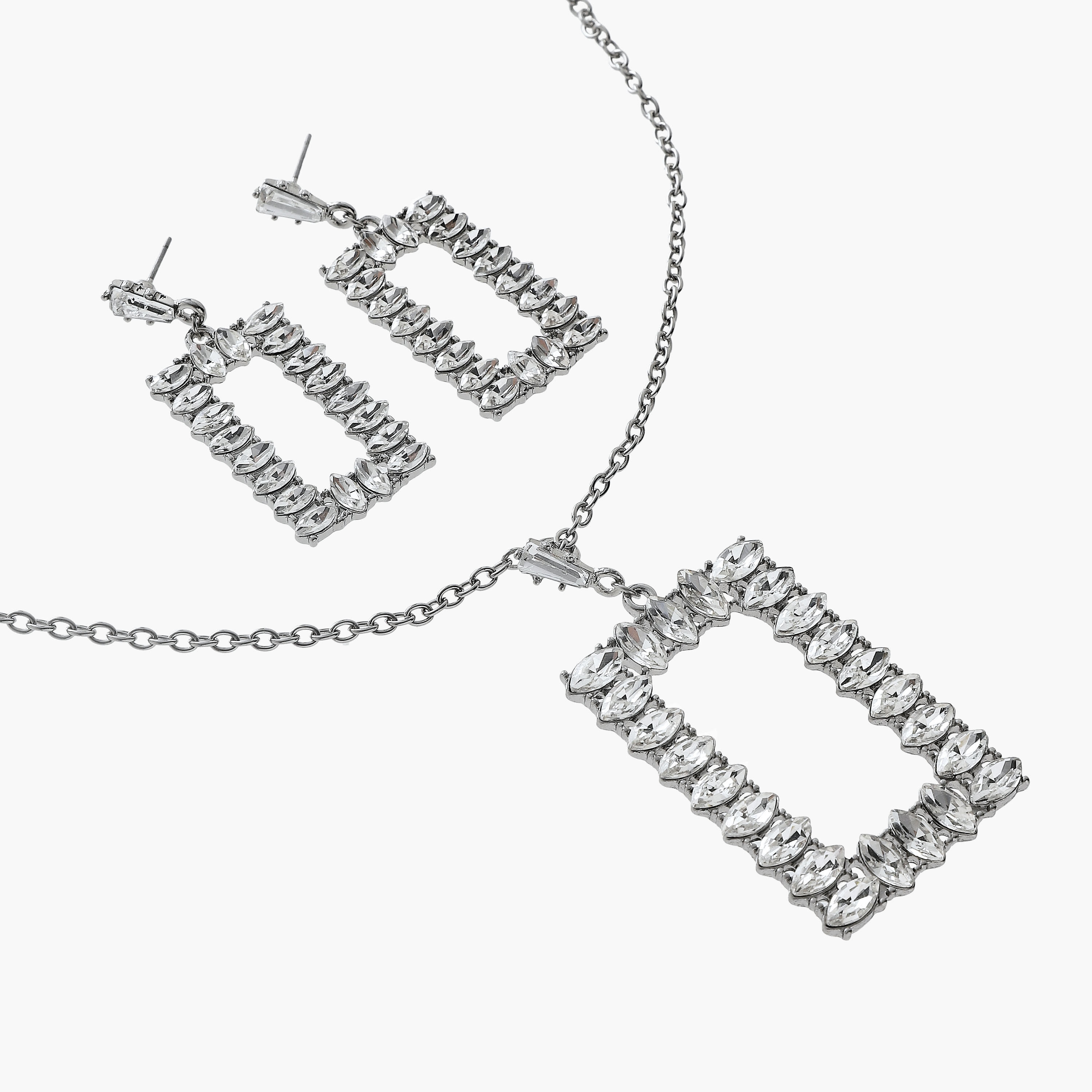 Set of 2 Cubic Zirconia Embellished Necklace with Earrings-women-watchesandjewellery-jewellery-jewellerysets-image-3