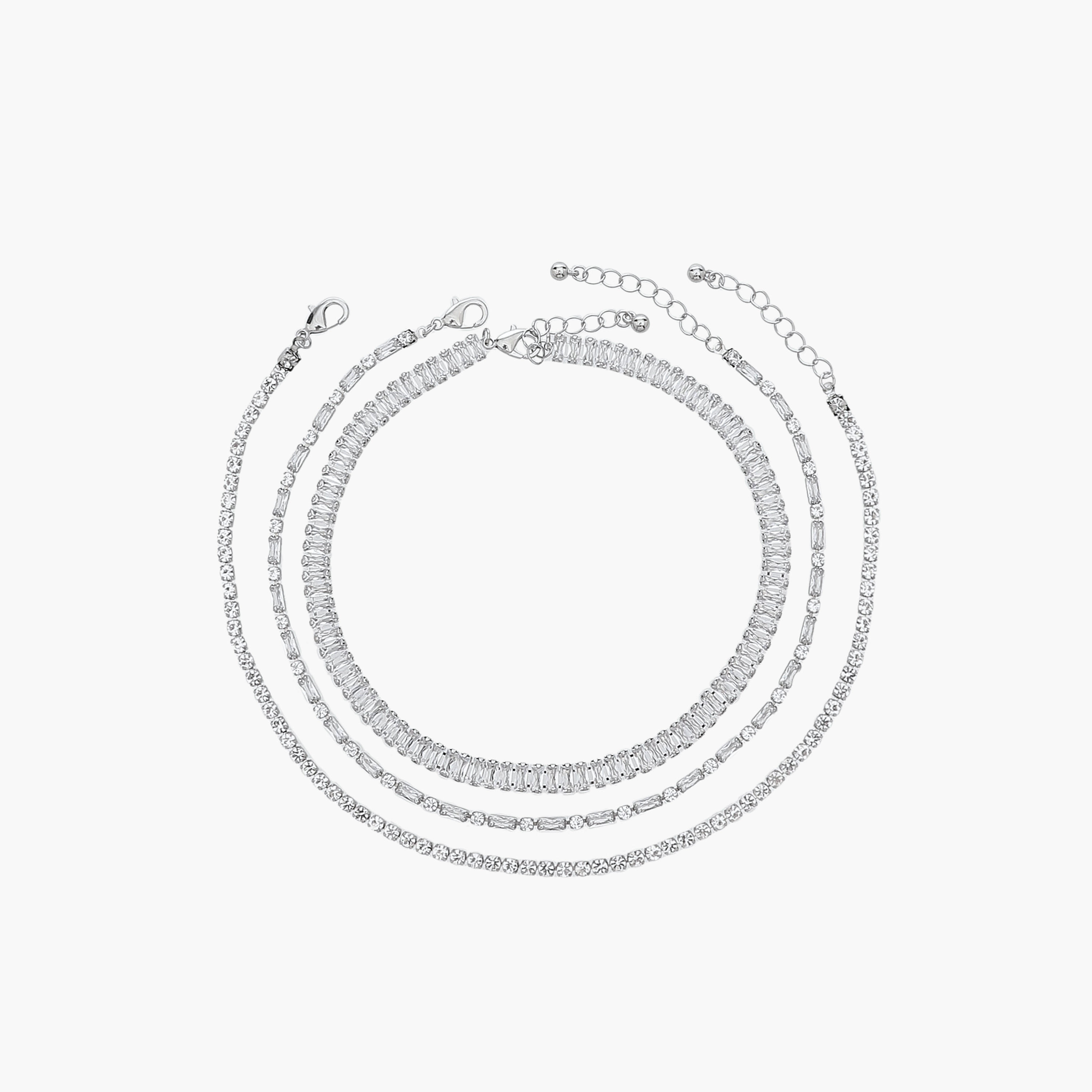 Metallic Choker Necklace with Cubic Zirconia Embellishment - Set of 3-women-watchesandjewellery-jewellery-necklacesandpendants-image-1