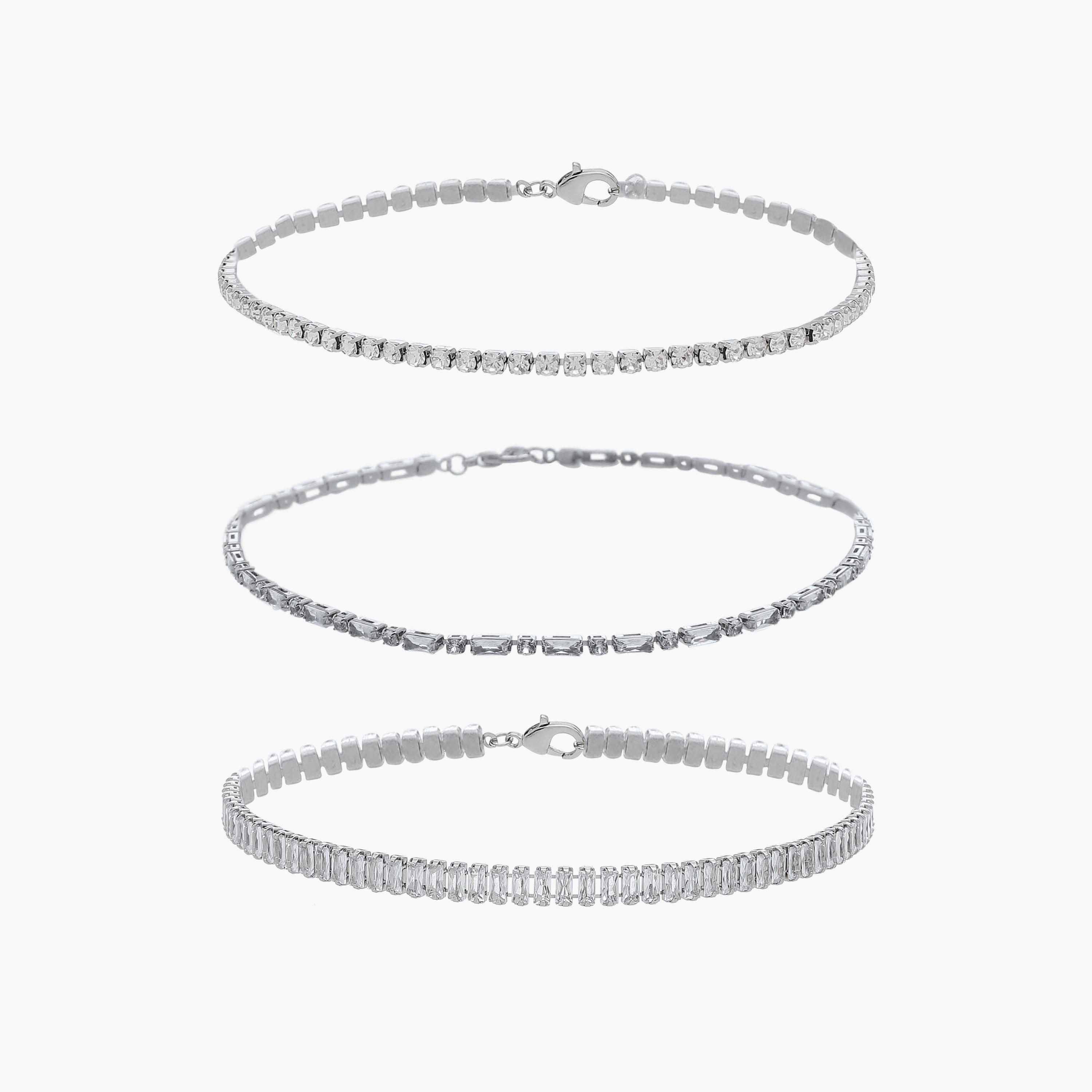 Metallic Choker Necklace with Cubic Zirconia Embellishment - Set of 3-women-watchesandjewellery-jewellery-necklacesandpendants-image-2
