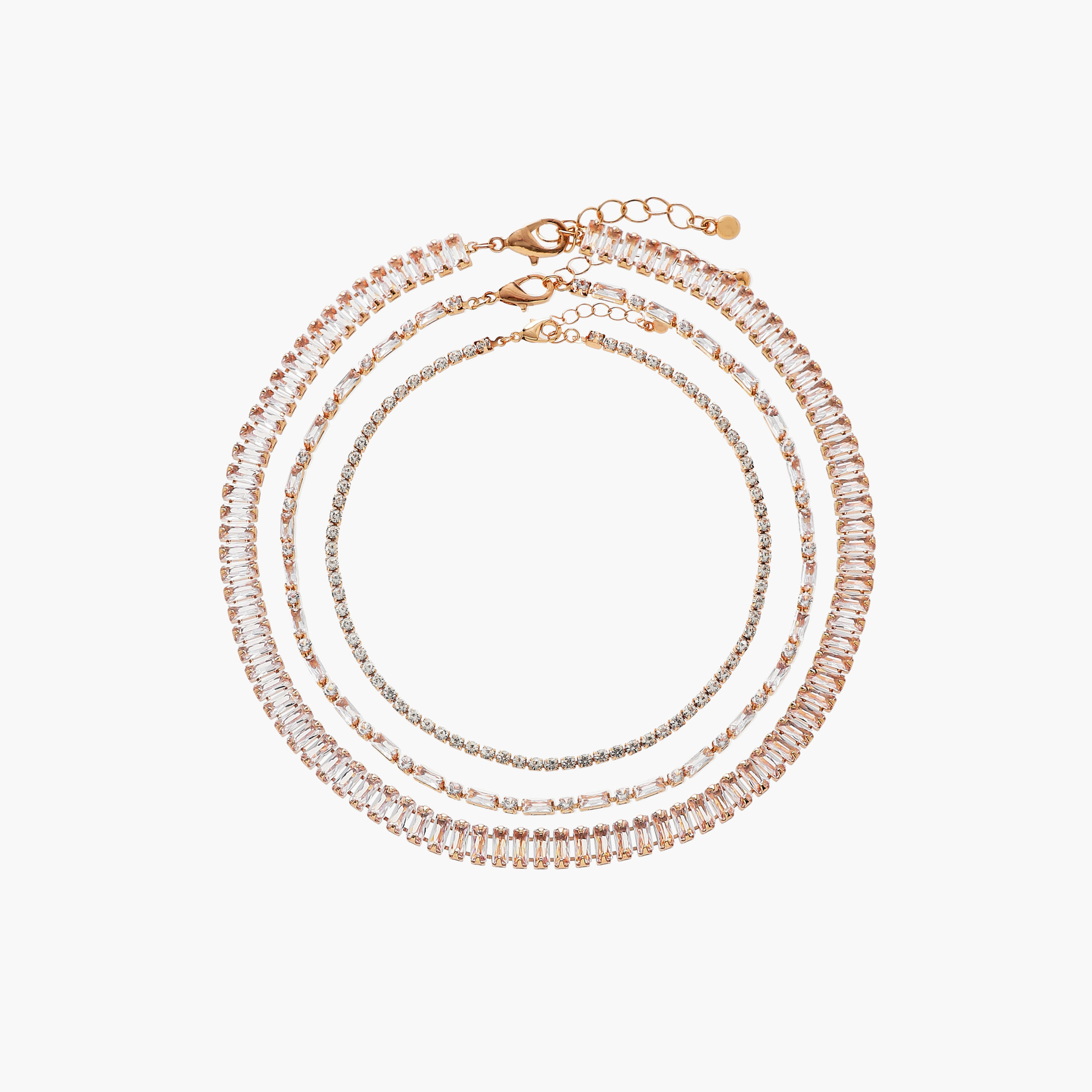 Cubic Zirconia Embellished Necklace - Set of 3-women-watchesandjewellery-jewellery-necklacesandpendants-image-1
