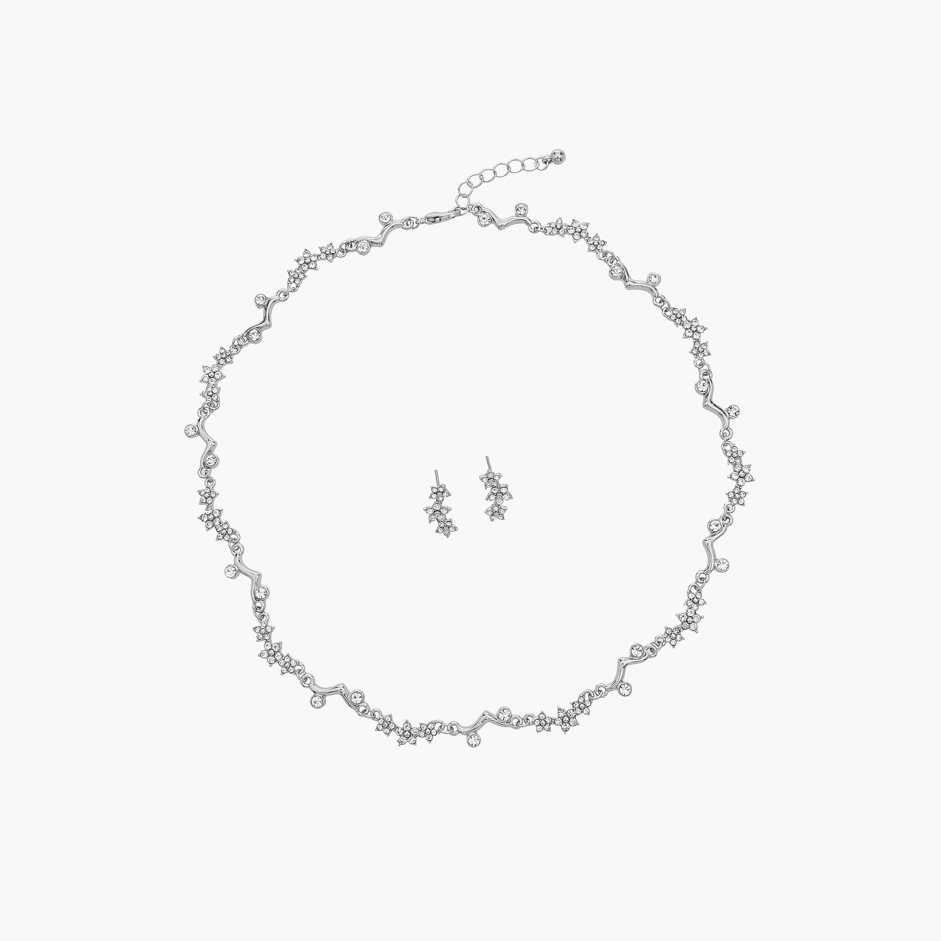 طقم عقد وحلقان مزينة بالأحجار – قطعتين-women-watchesandjewellery-jewellery-jewellerysets-image-1