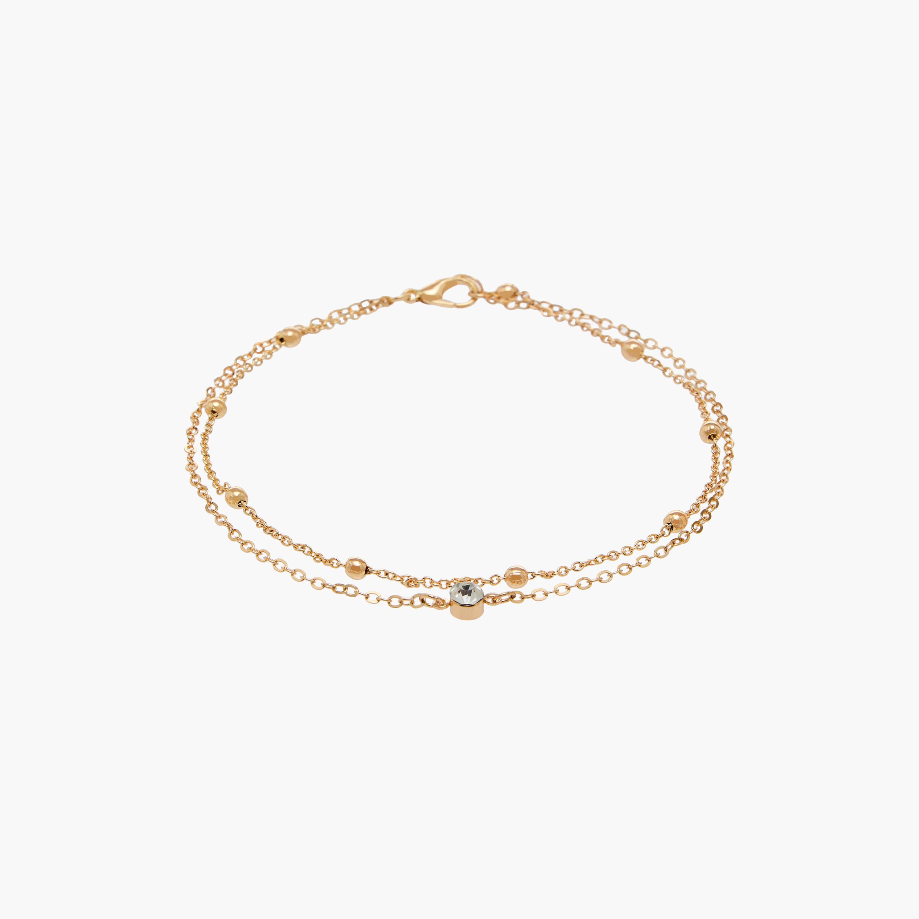 Gold Plated Stone Embellished Layered Anklet-women-watchesandjewellery-jewellery-anklets-image-1