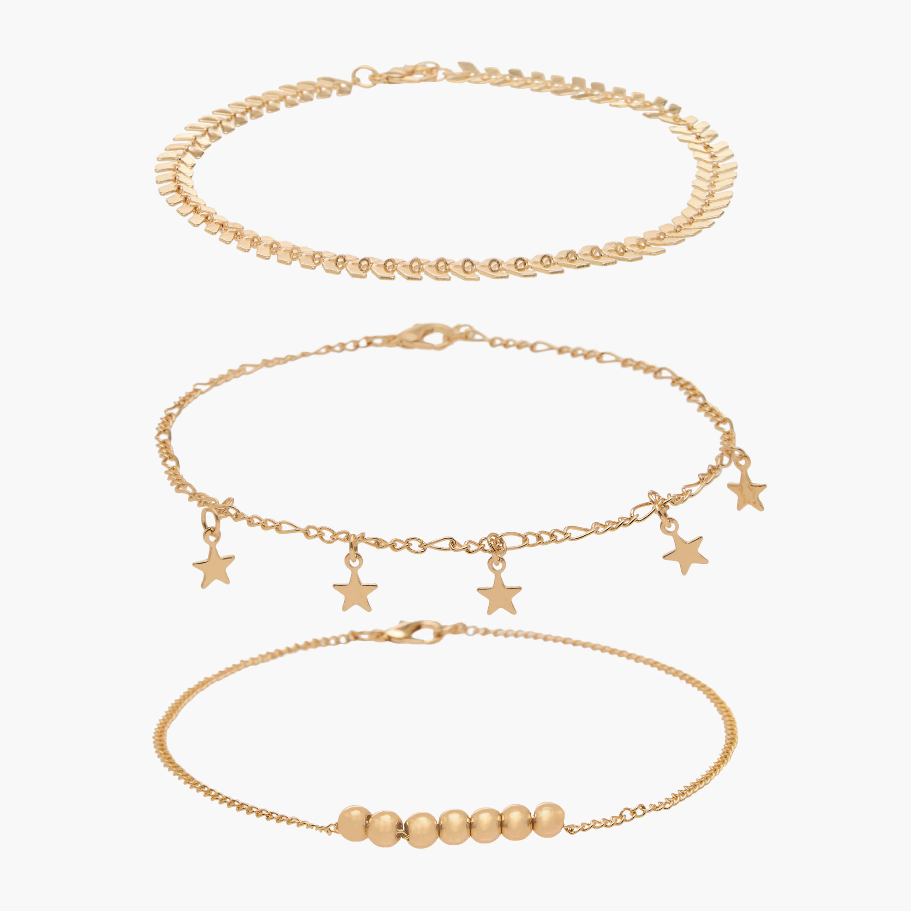 Pack of 3 Gold Plated Charm Embellished Anklet-women-watchesandjewellery-jewellery-anklets-image-1