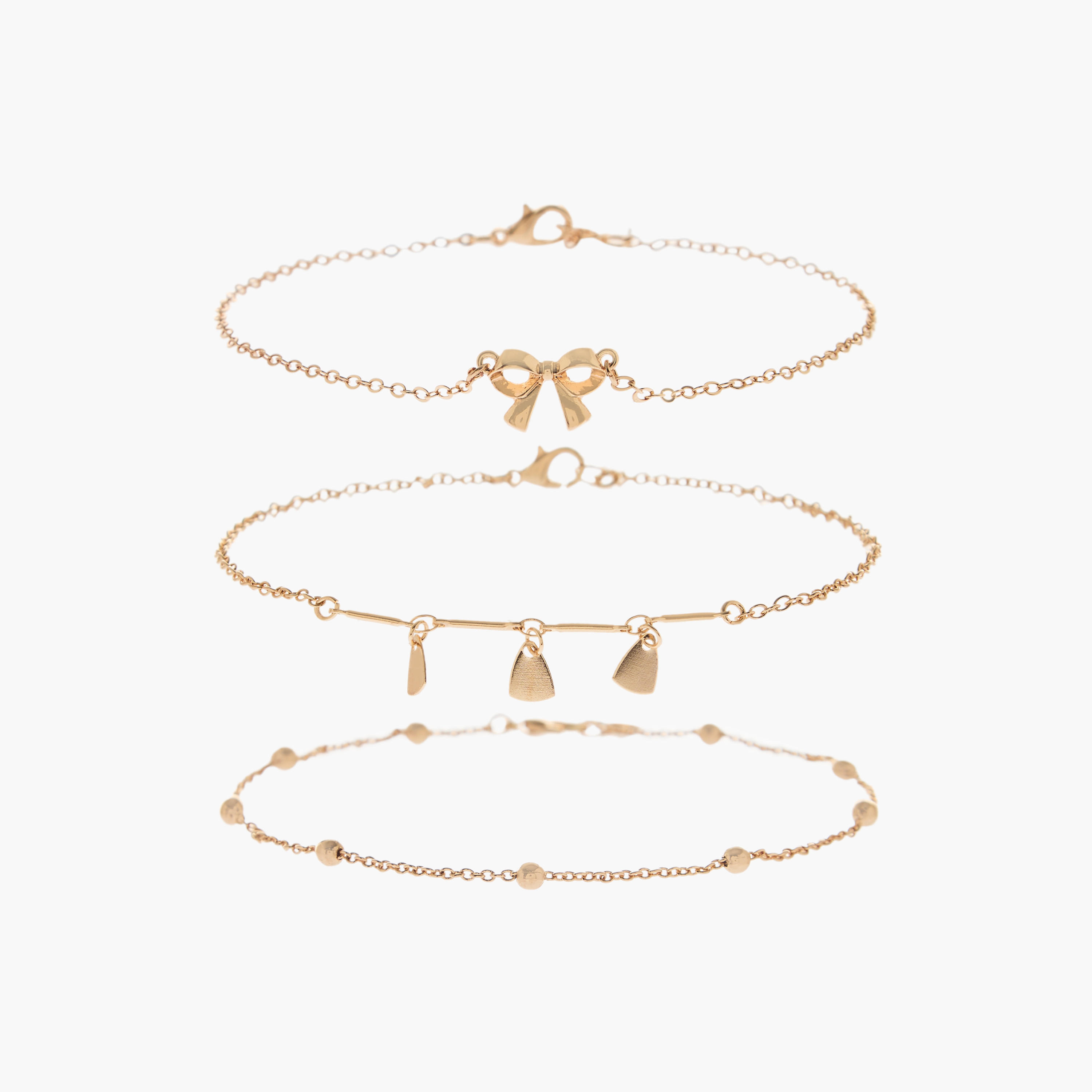 Pack of 3 Metallic Charm Anklet-women-watchesandjewellery-jewellery-anklets-image-1