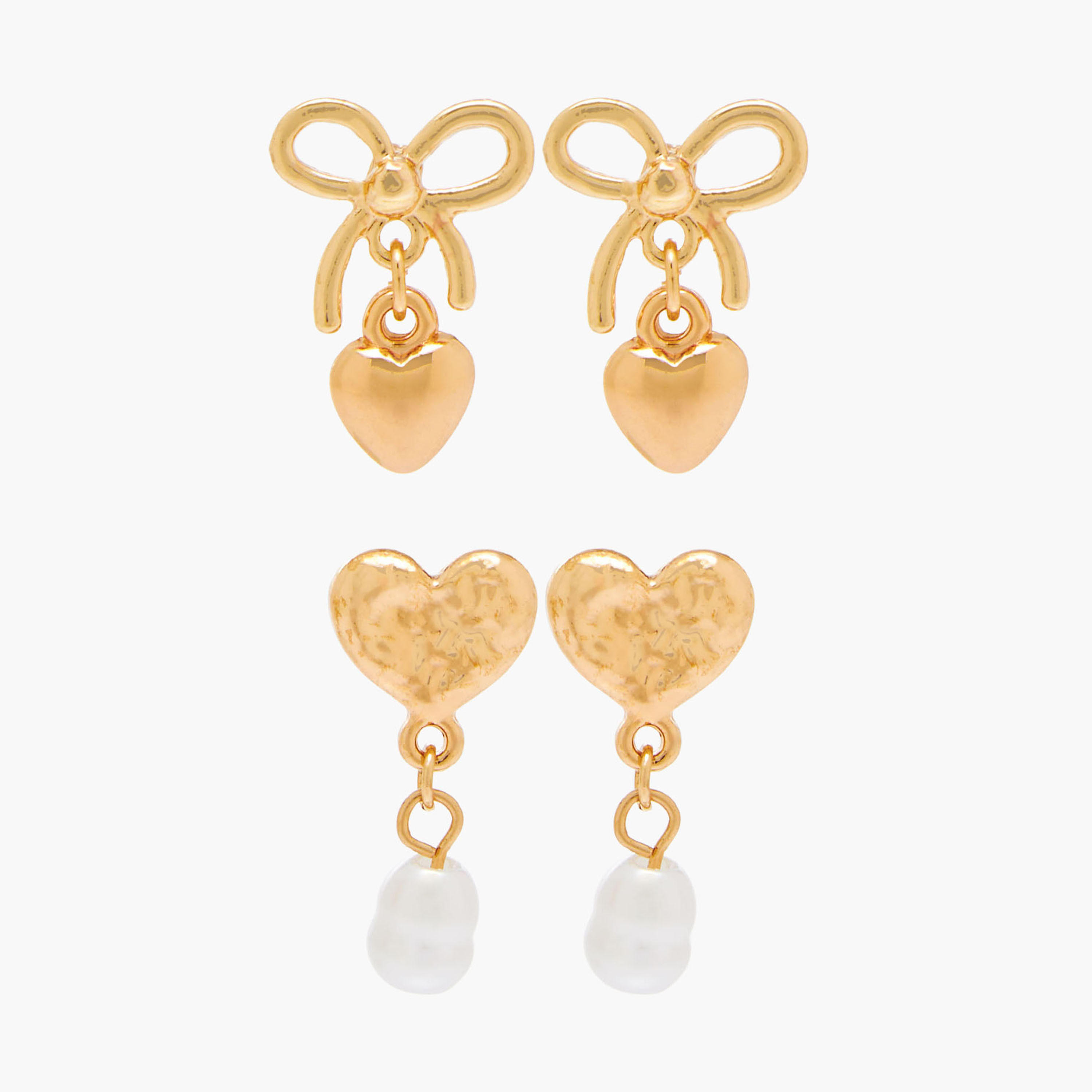حلق بتشطيب ذهبي ومكبس إغلاق خلفي - عبوة من زوجين-women-watchesandjewellery-jewellery-earrings-image-1