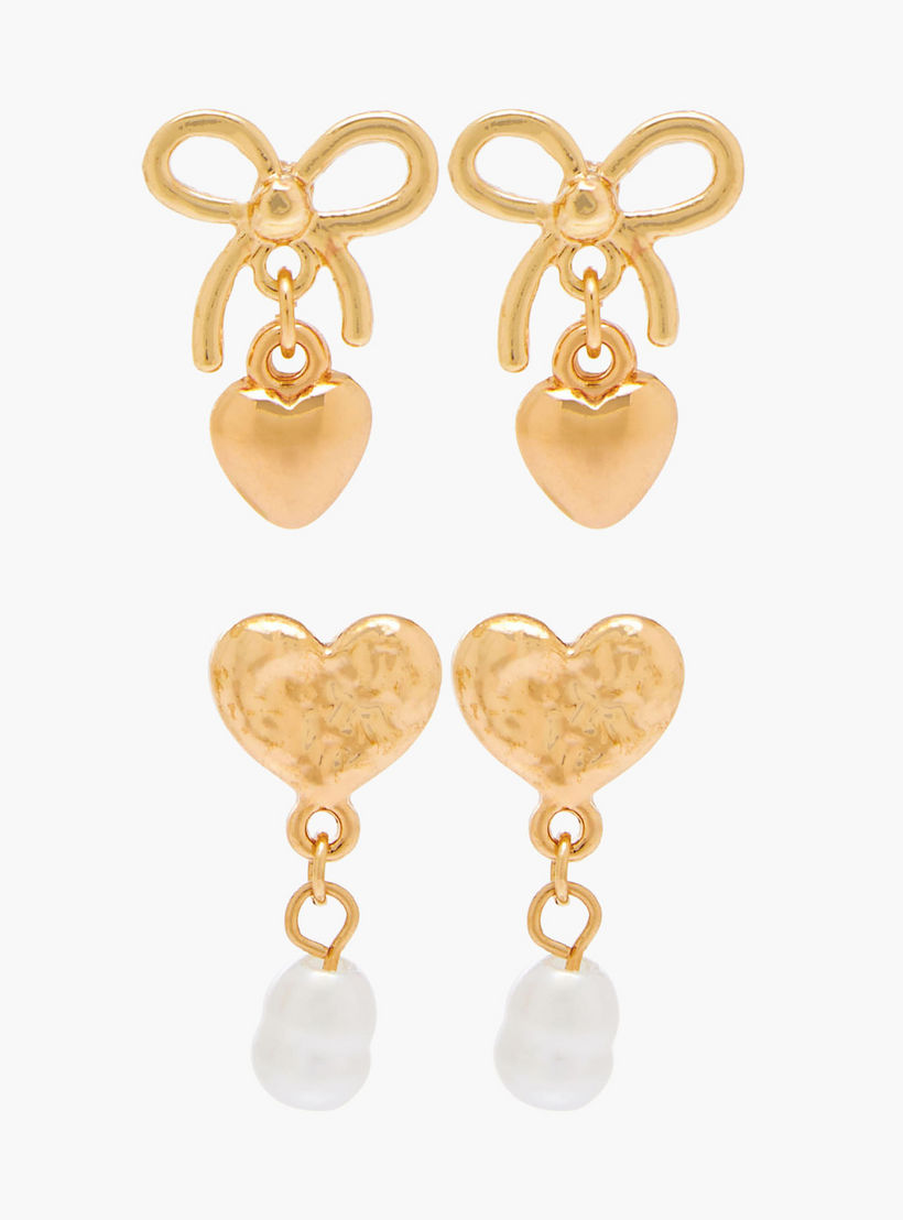 حلق بتشطيب ذهبي ومكبس إغلاق خلفي - عبوة من زوجين-women-watchesandjewellery-jewellery-earrings-image-1