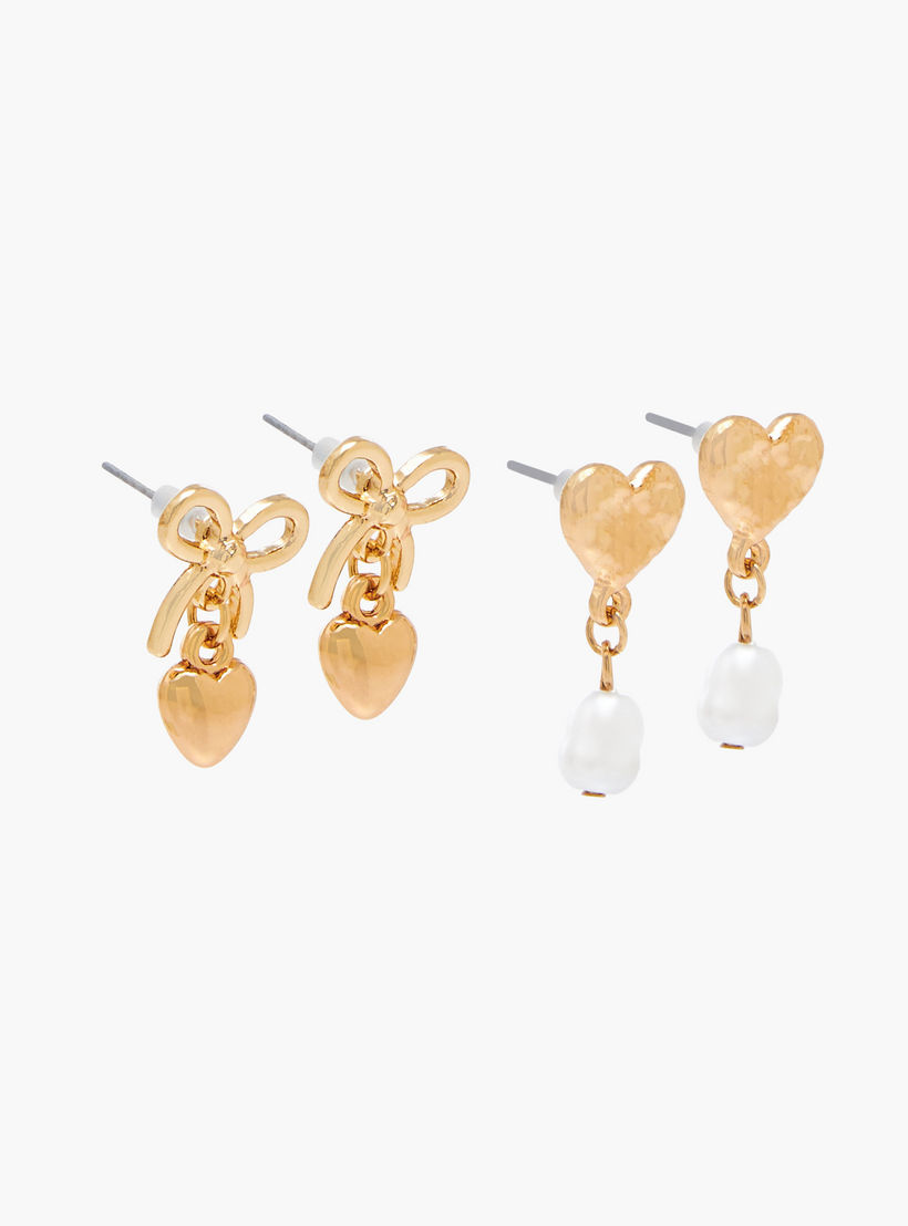 حلق بتشطيب ذهبي ومكبس إغلاق خلفي - عبوة من زوجين-women-watchesandjewellery-jewellery-earrings-image-2