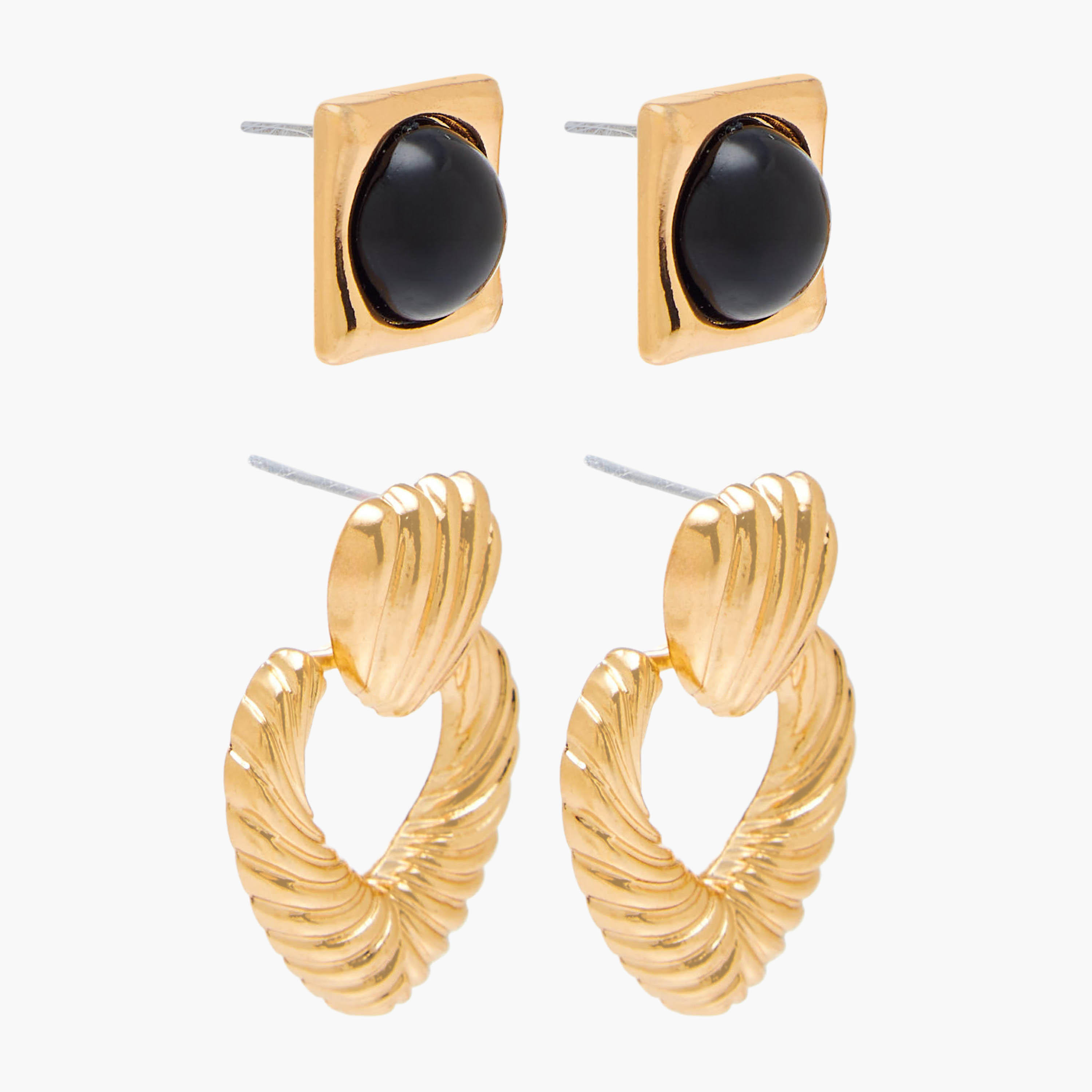 Pack of 2 Metallic Earrings with Pushback Closure-women-watchesandjewellery-jewellery-earrings-image-2