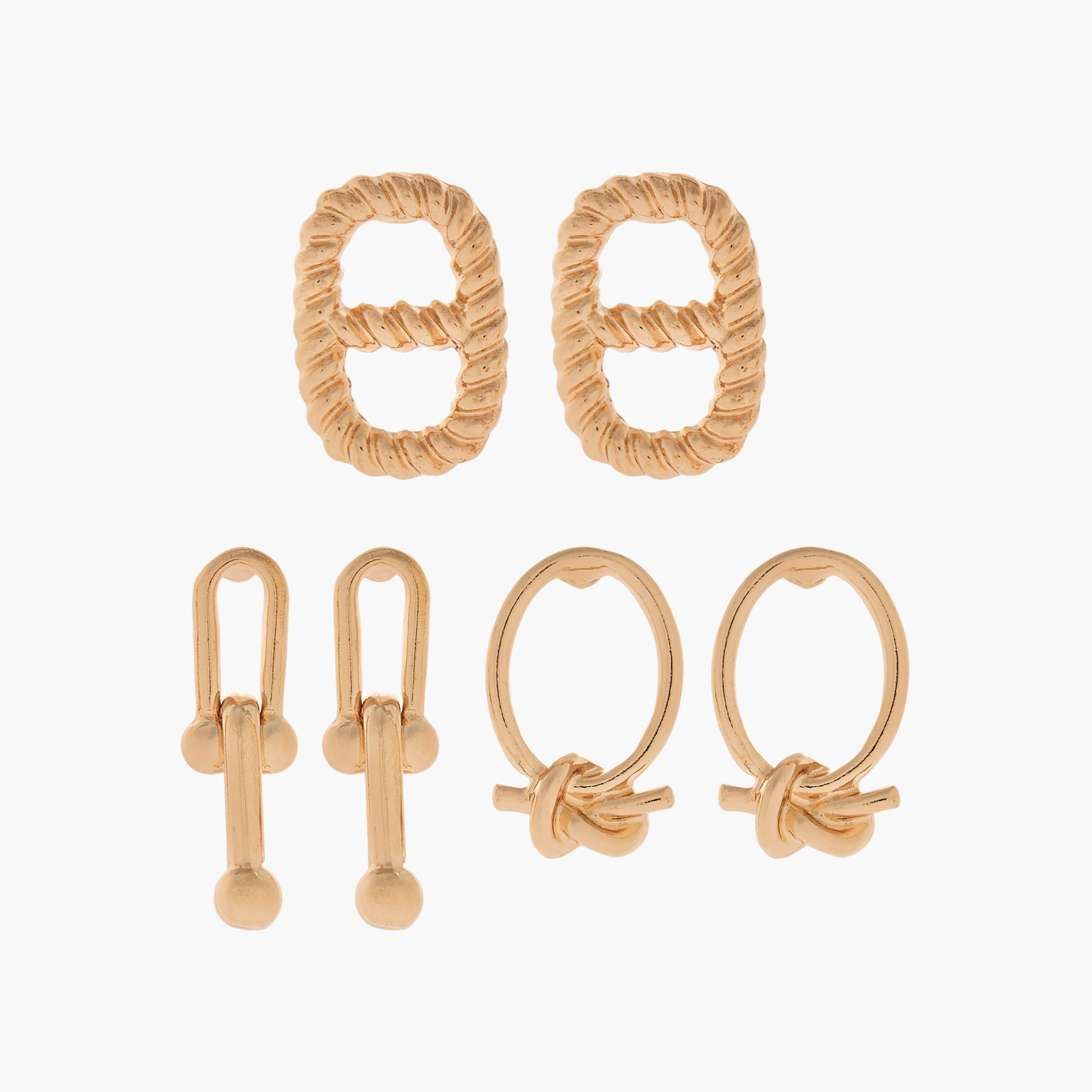 Pack of 3 Gold Tone Earrings with Pushback Closure-women-watchesandjewellery-jewellery-earrings-image-1