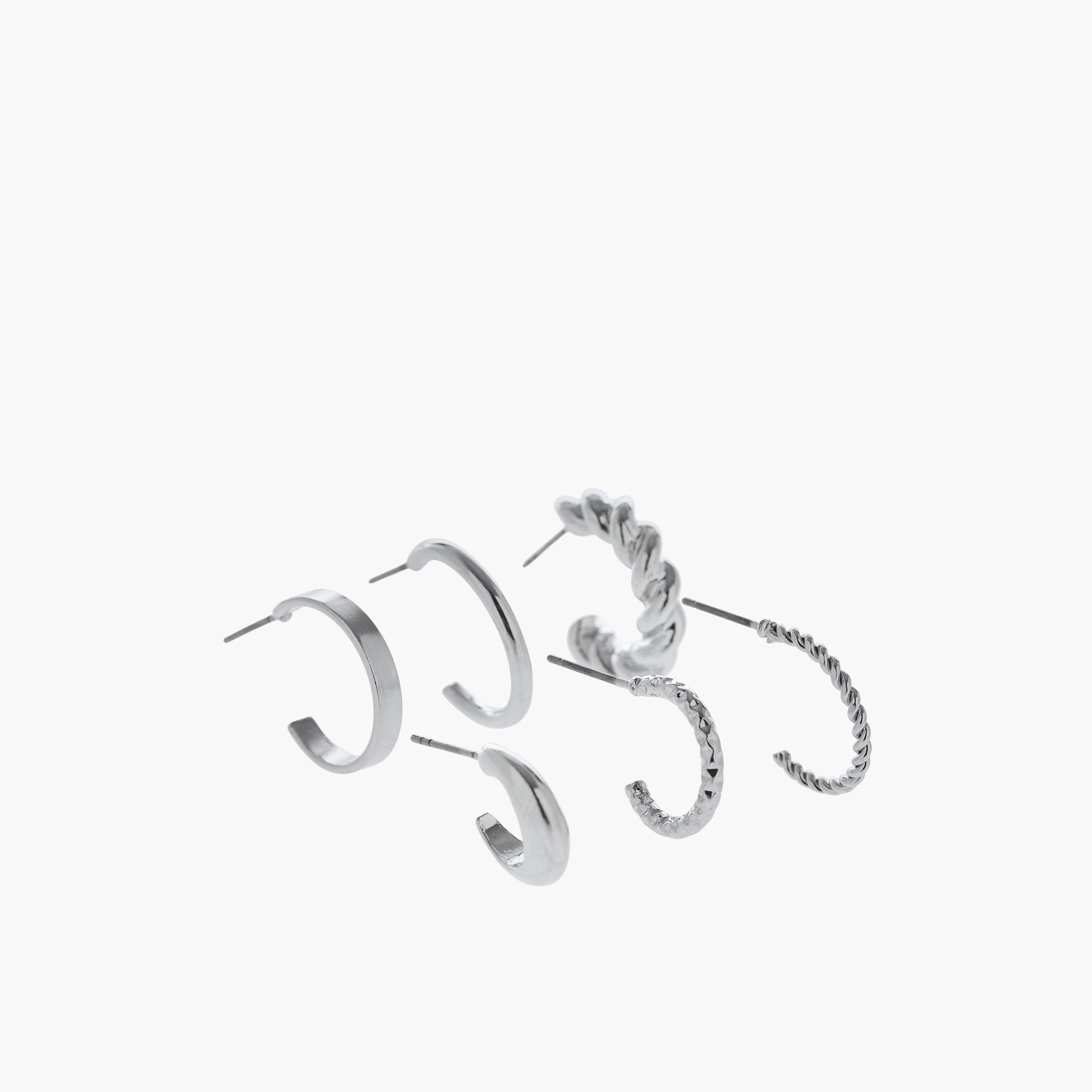 Pack of 6 Silver Tone Hoop Earrings with Pushback Closure-women-watchesandjewellery-jewellery-earrings-image-4