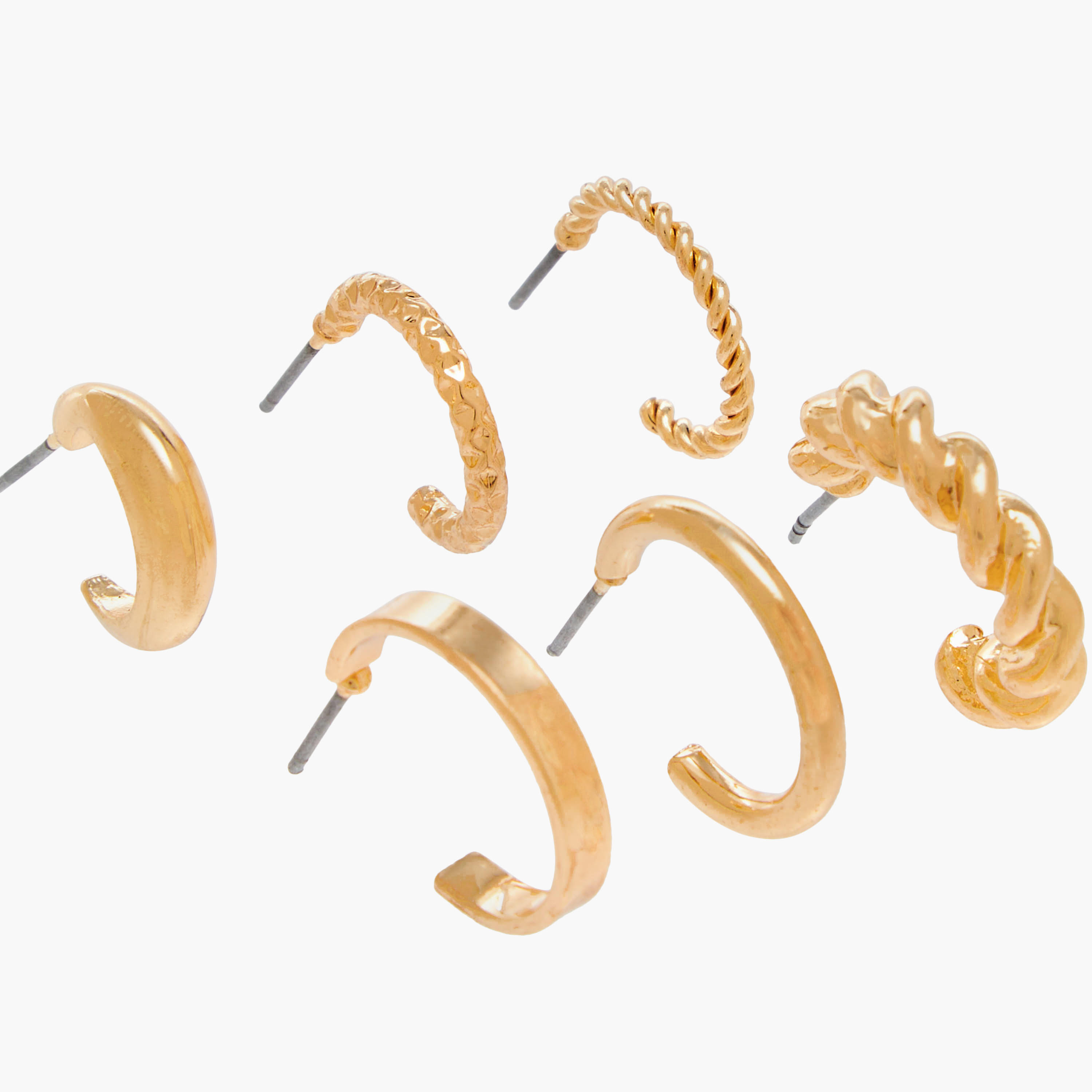Pack of 6 Metallic Hoop Earrings with Pushback Closure-women-watchesandjewellery-jewellery-earrings-image-3