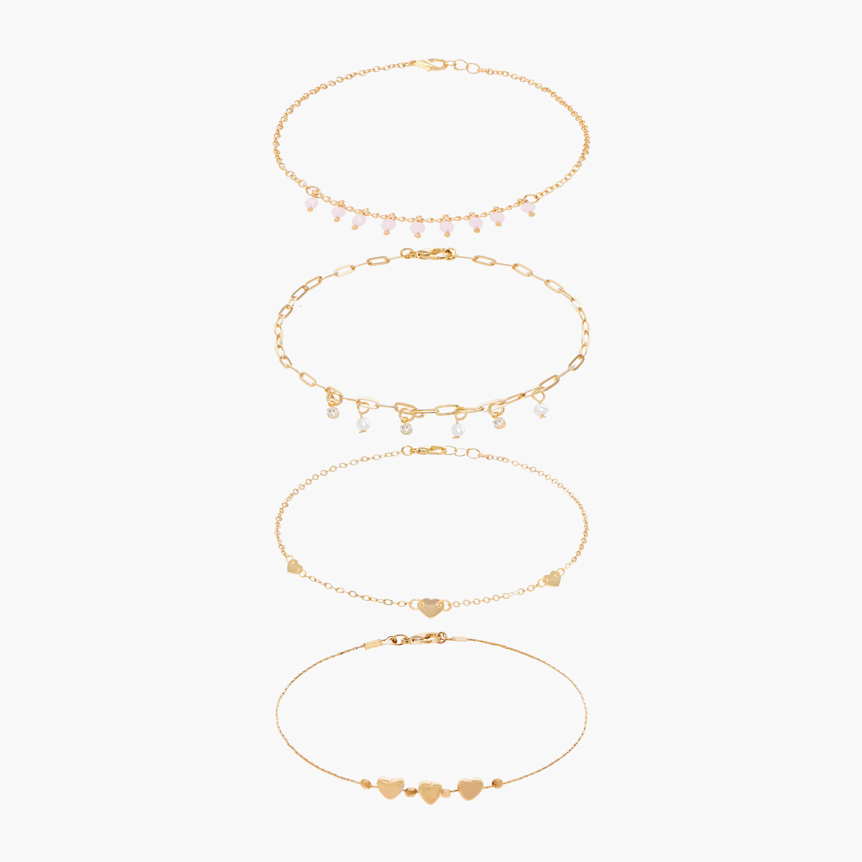 Pack of 4 Metallic Charm Embellished Anklet-women-watchesandjewellery-jewellery-anklets-image-1