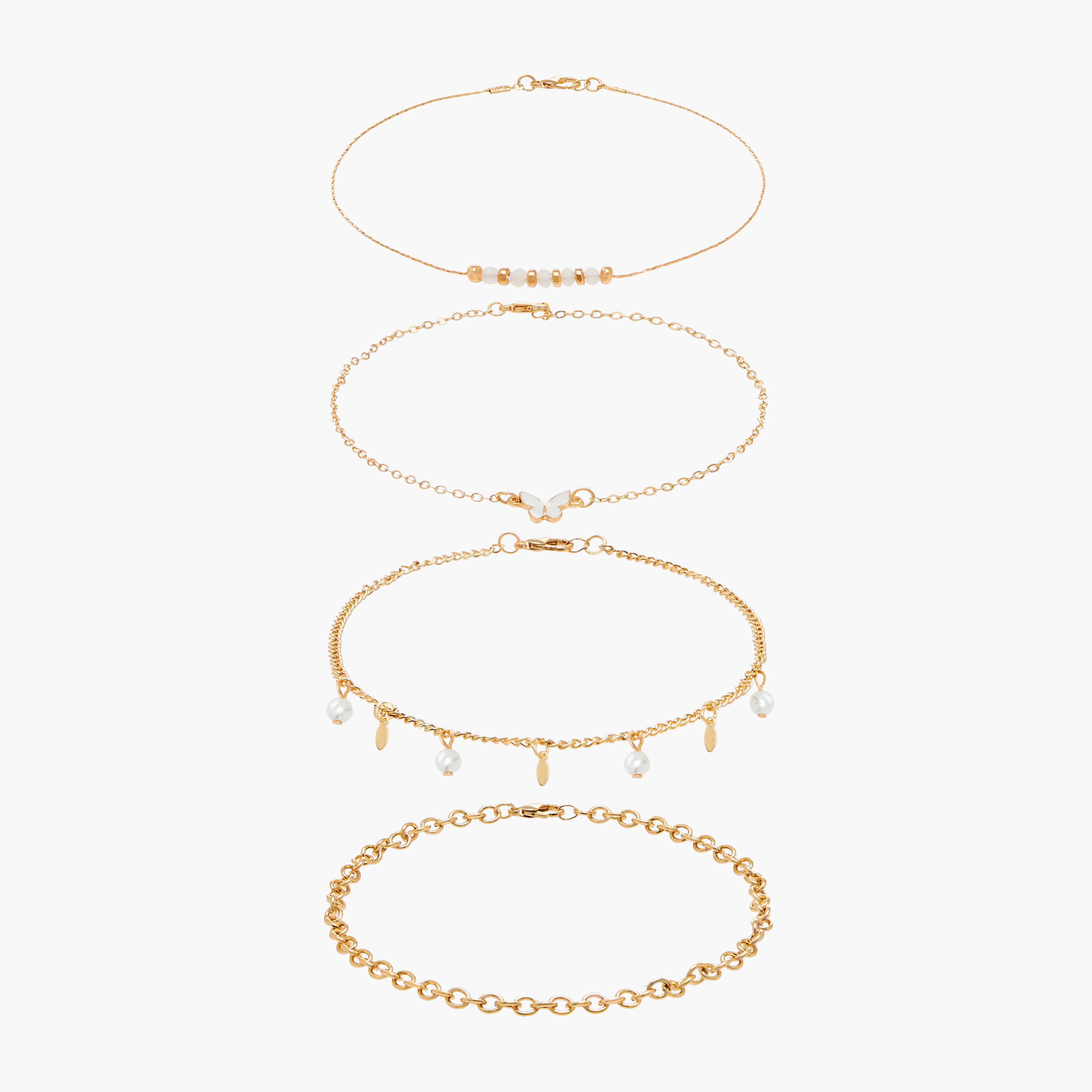 Pack of 4 Metallic Charm Anklet-women-watchesandjewellery-jewellery-anklets-image-1